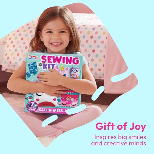 Klever Kits 7 Sewing Projects- My First Kids Sewing Kit- Easy DIY Arts and Crafts for Girls, Craft Kits, Birthday Gifts for Kids Aged 6+, Unicorn and Mermaid Pillow
