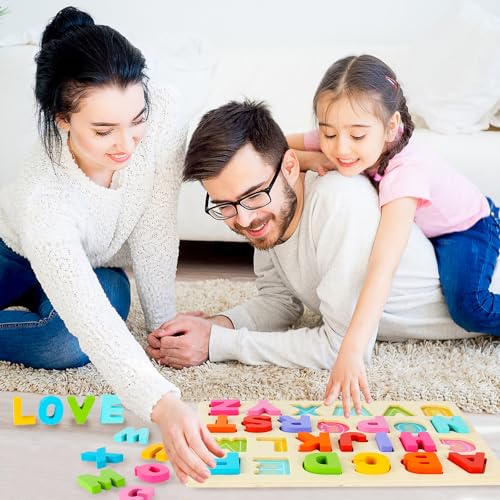 JOLSNAF Wooden Alphabet Puzzles, ABC Learning Toys for Toddlers