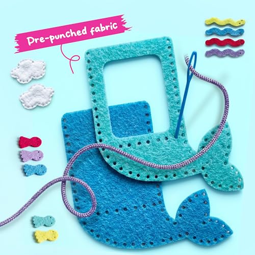 Klever Kits 7 Sewing Projects- My First Kids Sewing Kit- Easy DIY Arts and Crafts for Girls, Craft Kits, Birthday Gifts for Kids Aged 6+, Unicorn and Mermaid Pillow