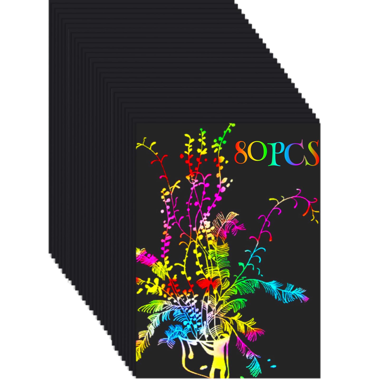 Cityrosy Scratch Art Paper Rainbow Sets- Black Scratch Off Paper for Kids Magic Rainbow Scratch Off Set Crafts Supplies Kits for Age 3-12 Kids for Party Games Easter Christmas Birthday Gift
