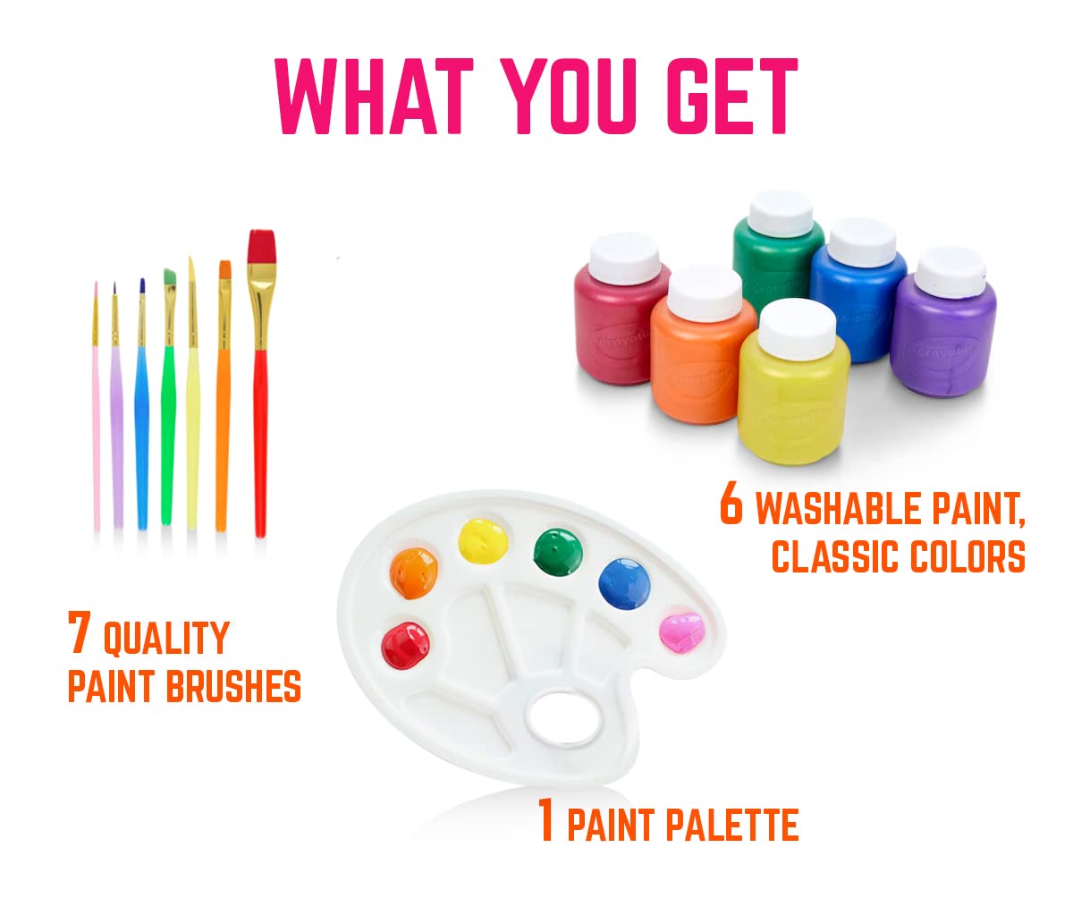 Kids Painting Set, Washable Paint for Toddlers 6 Colors Tempera Gift Bundle