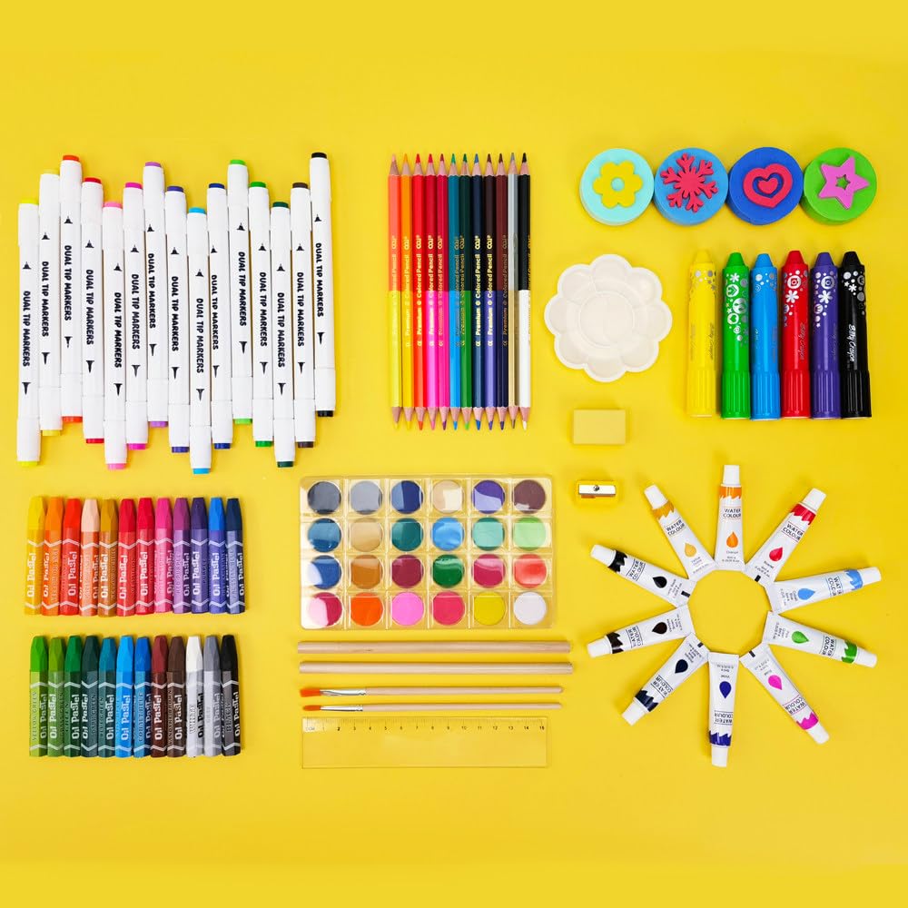 AmazeCat 59-Pack Deluxe Drawing Art Set,Art Supplies, Crafts Drawing Painting Kits,Holiday Birthday Gifts for Teens Girls Boys Kids Adults Artists