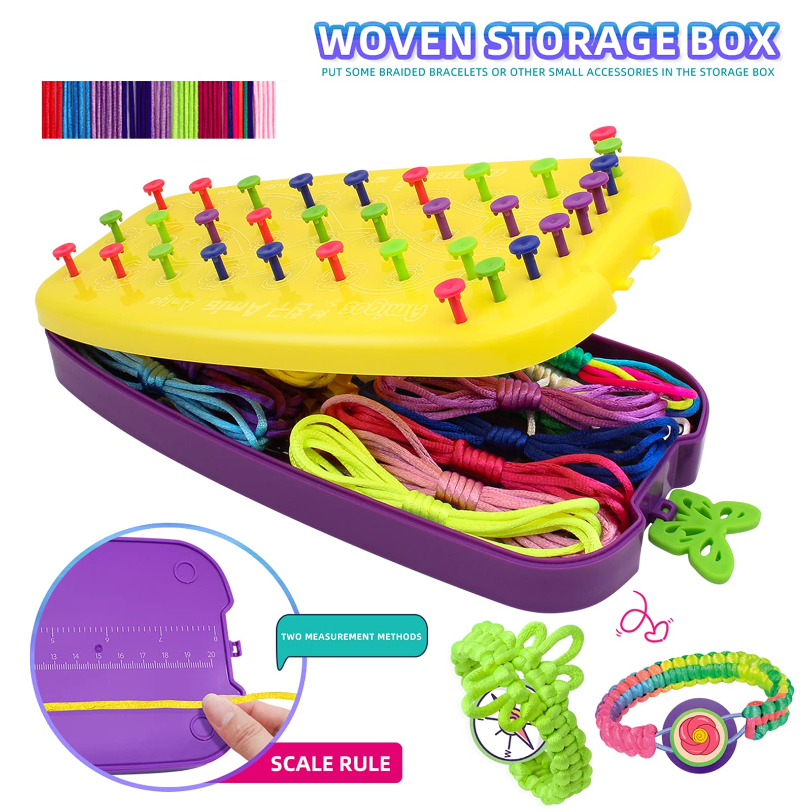 Friendship Bracelet Making Kit, Arts and Crafts String Maker Tool, DIY Bracelet Set, Kids Travel Activity, Ages 7-12 Year Old Girls Gifts