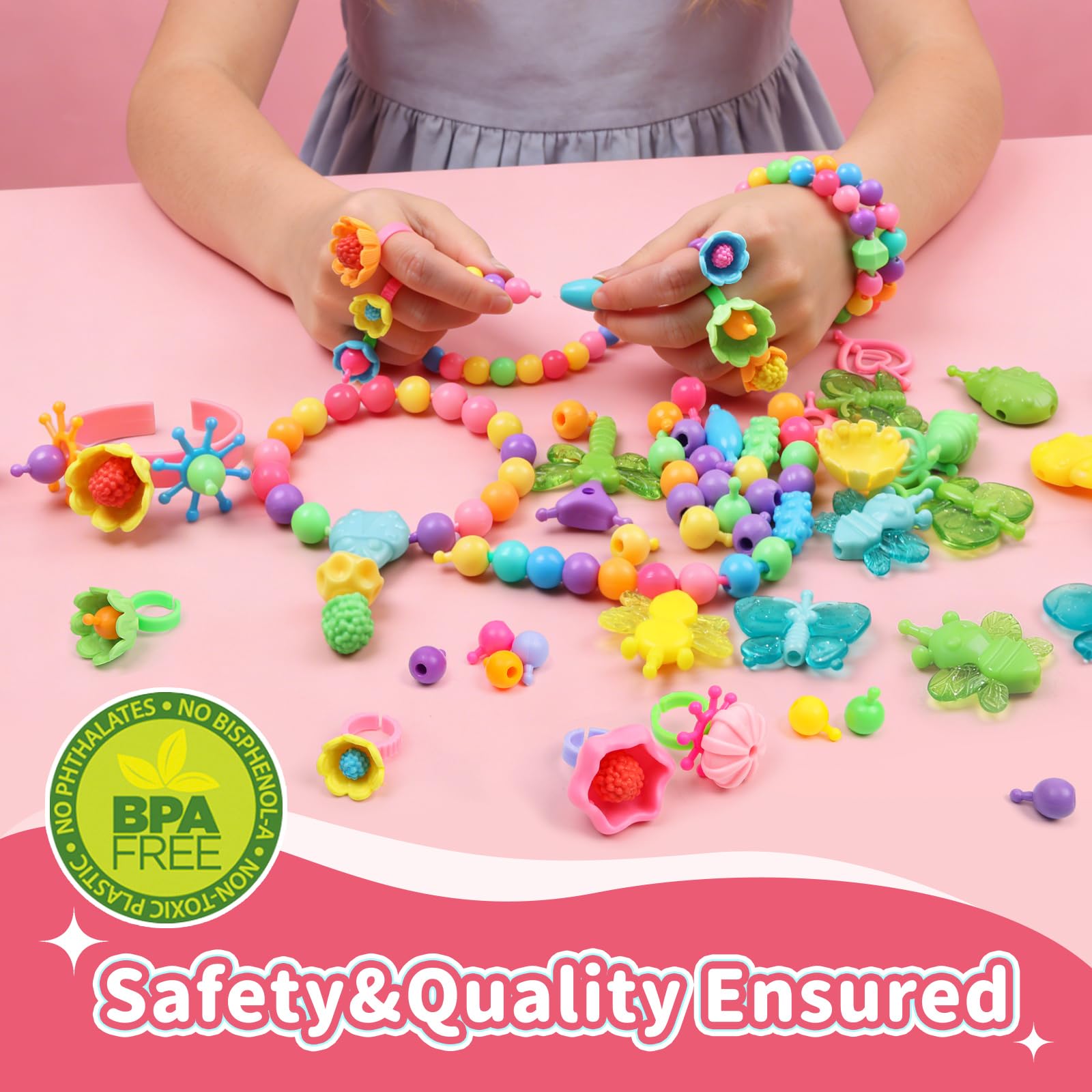 GILI Pop Beads - Arts and Crafts Toys Jewelry Making Kit for 3 4 8 Year Old Little Girls