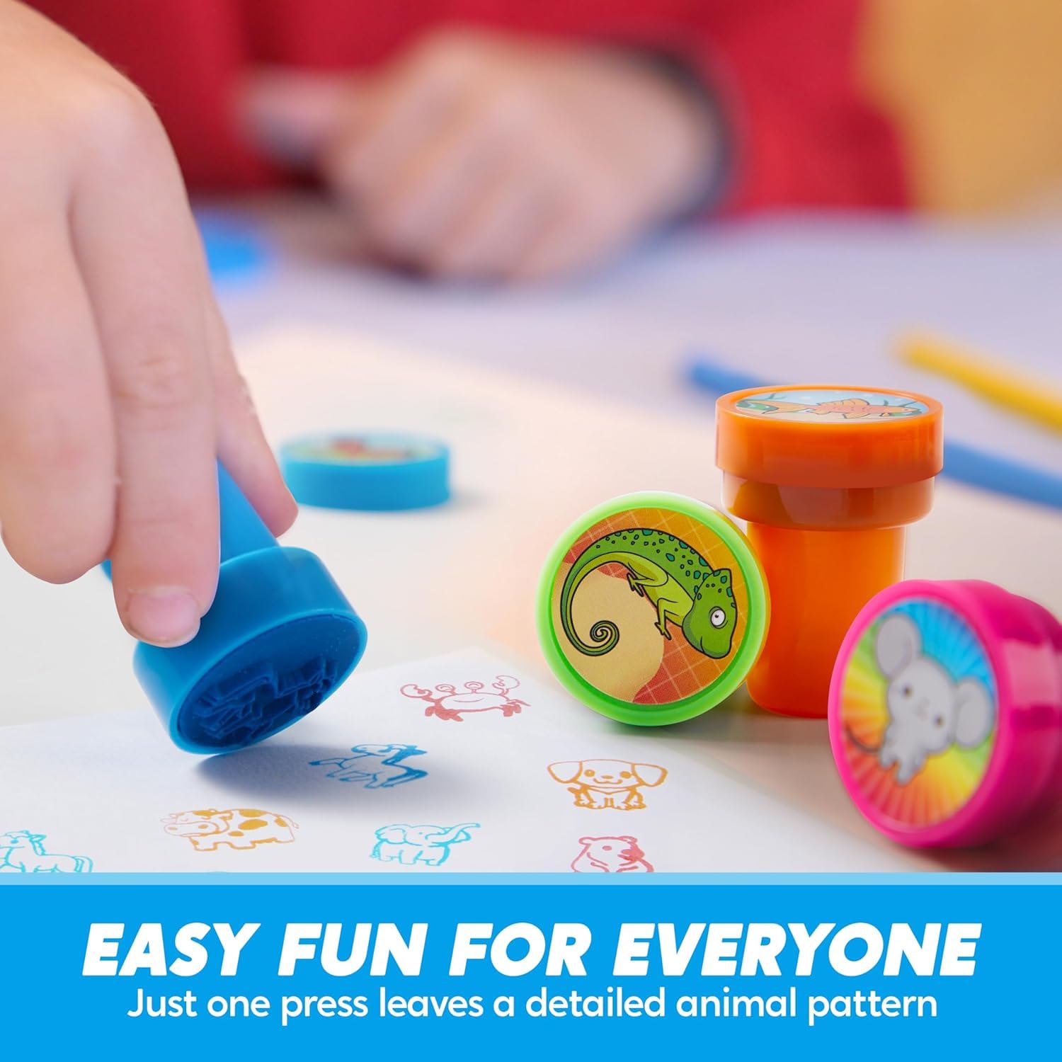 JOYIN 50 Pcs Stamps for Kid, Self-Ink Stamps with 50 Designs for Birthday Party Favor, Carnival Prizes, School Stampers, Goodie Bag