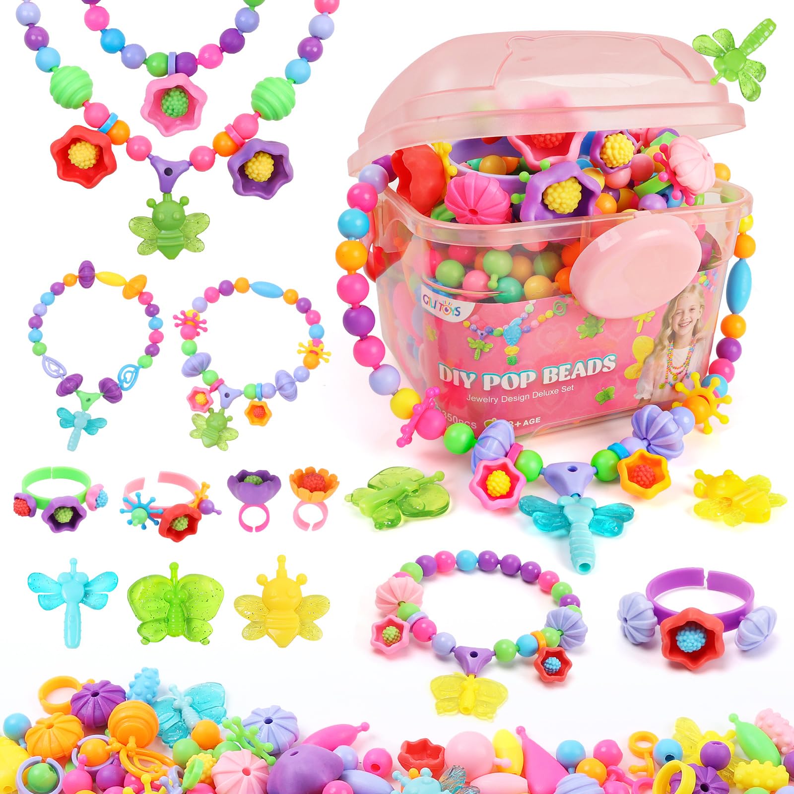 GILI Pop Beads - Arts and Crafts Toys Jewelry Making Kit for 3 4 8 Year Old Little Girls