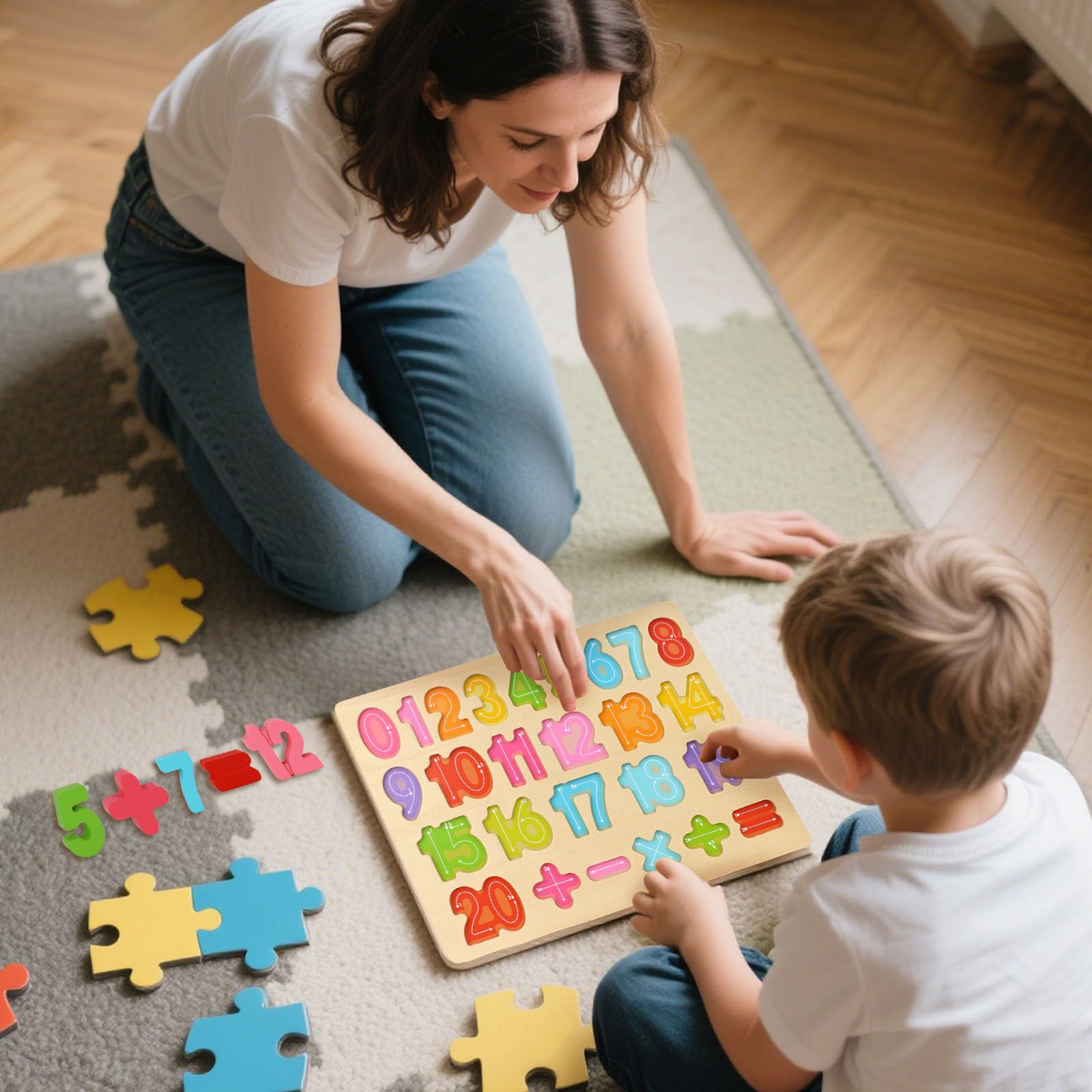LOVESTOWN Wooden Puzzle Board, Number