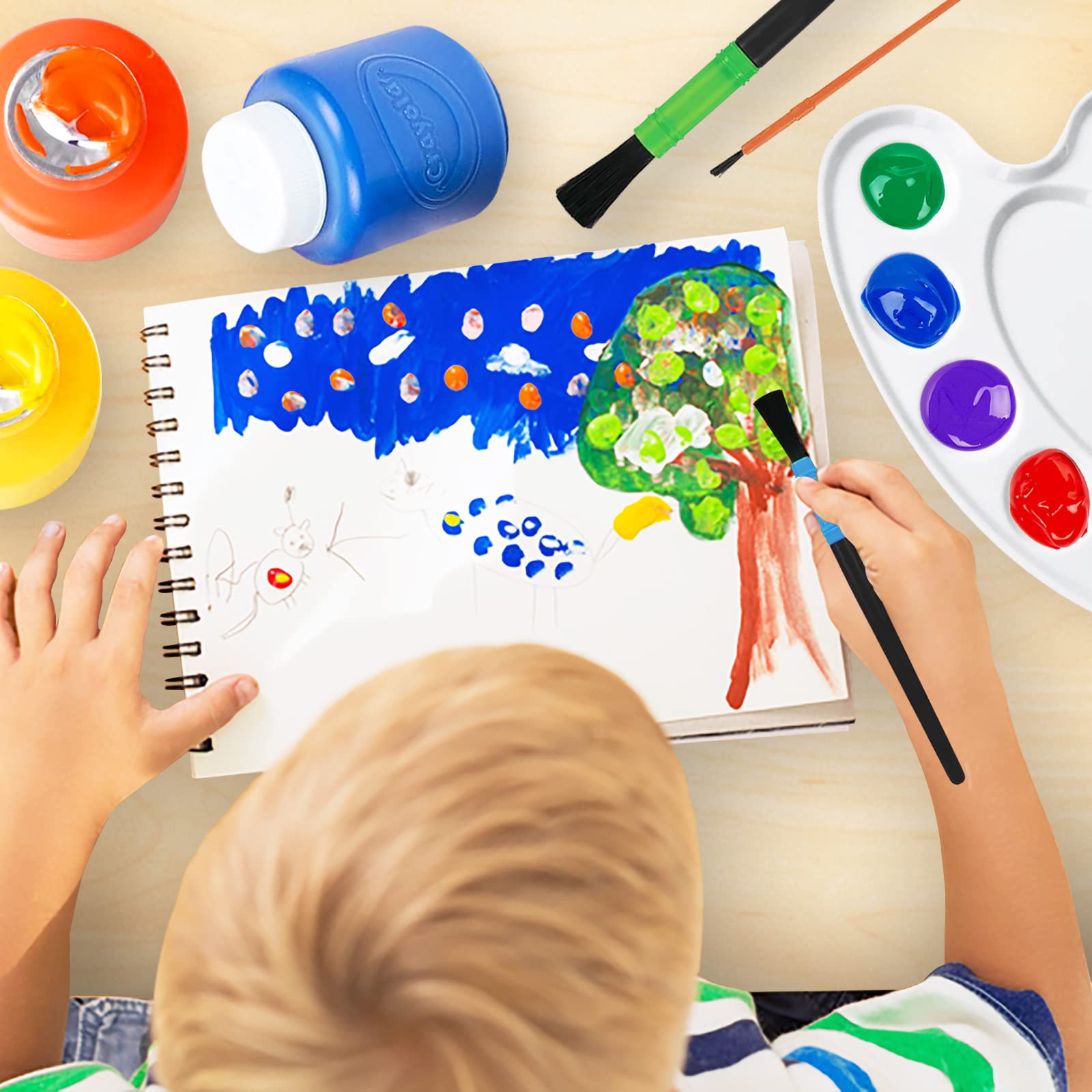 Kids Painting Set, Washable Paint for Toddlers 6 Colors Tempera Gift Bundle