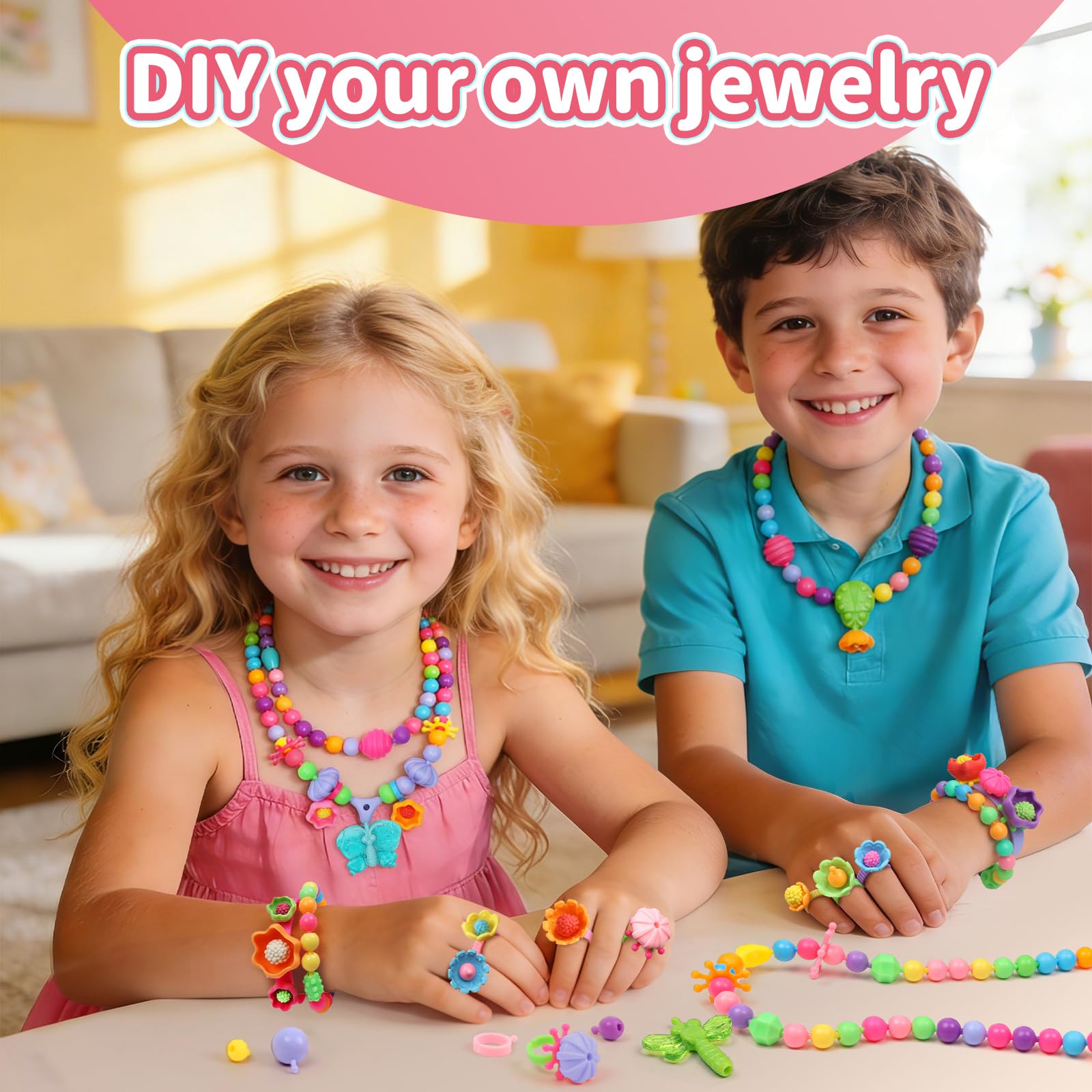 GILI Pop Beads - Arts and Crafts Toys Jewelry Making Kit for 3 4 8 Year Old Little Girls