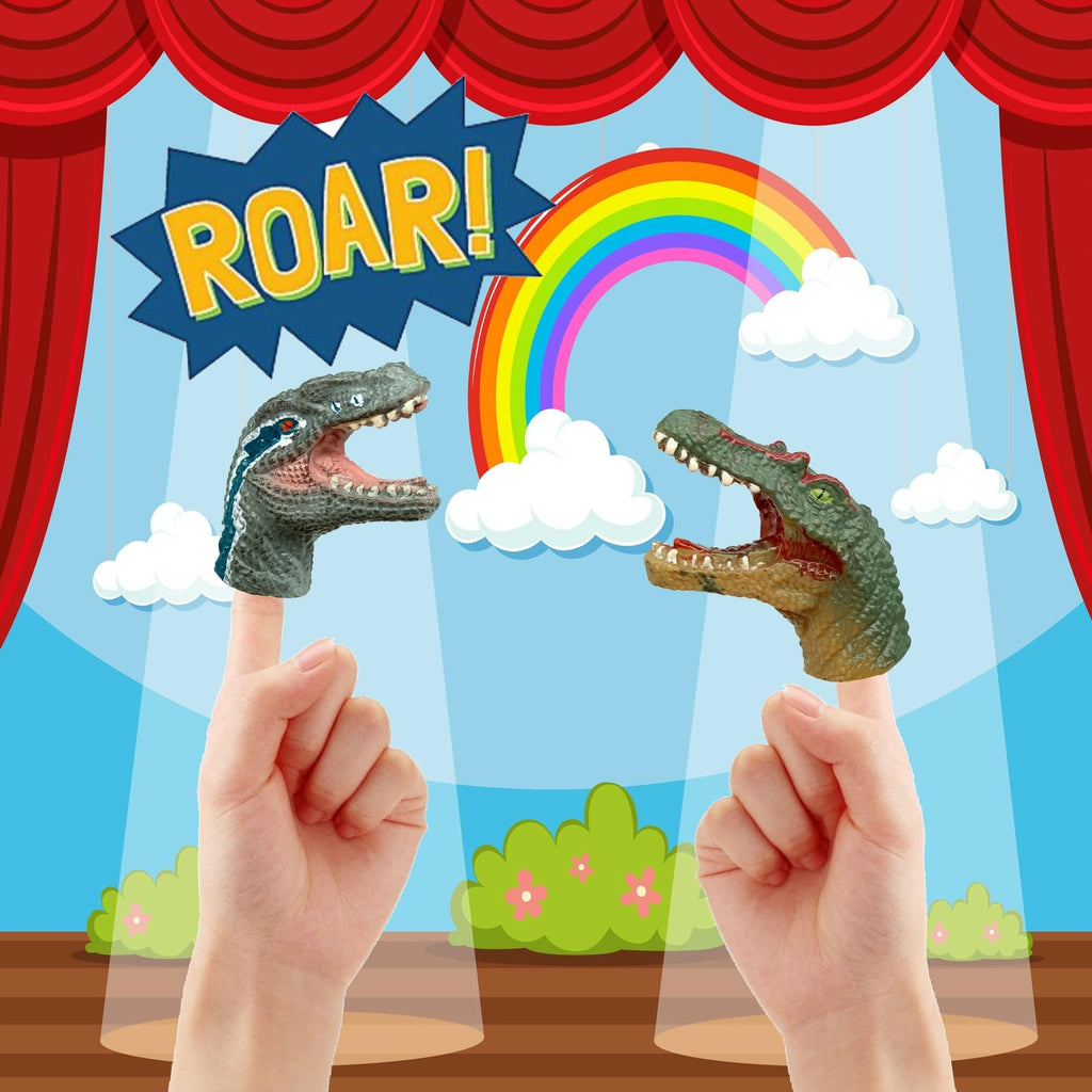 Gemini&Genius Finger Dinosaur Hand Puppets, 5Pcs Dino Hand Puppets