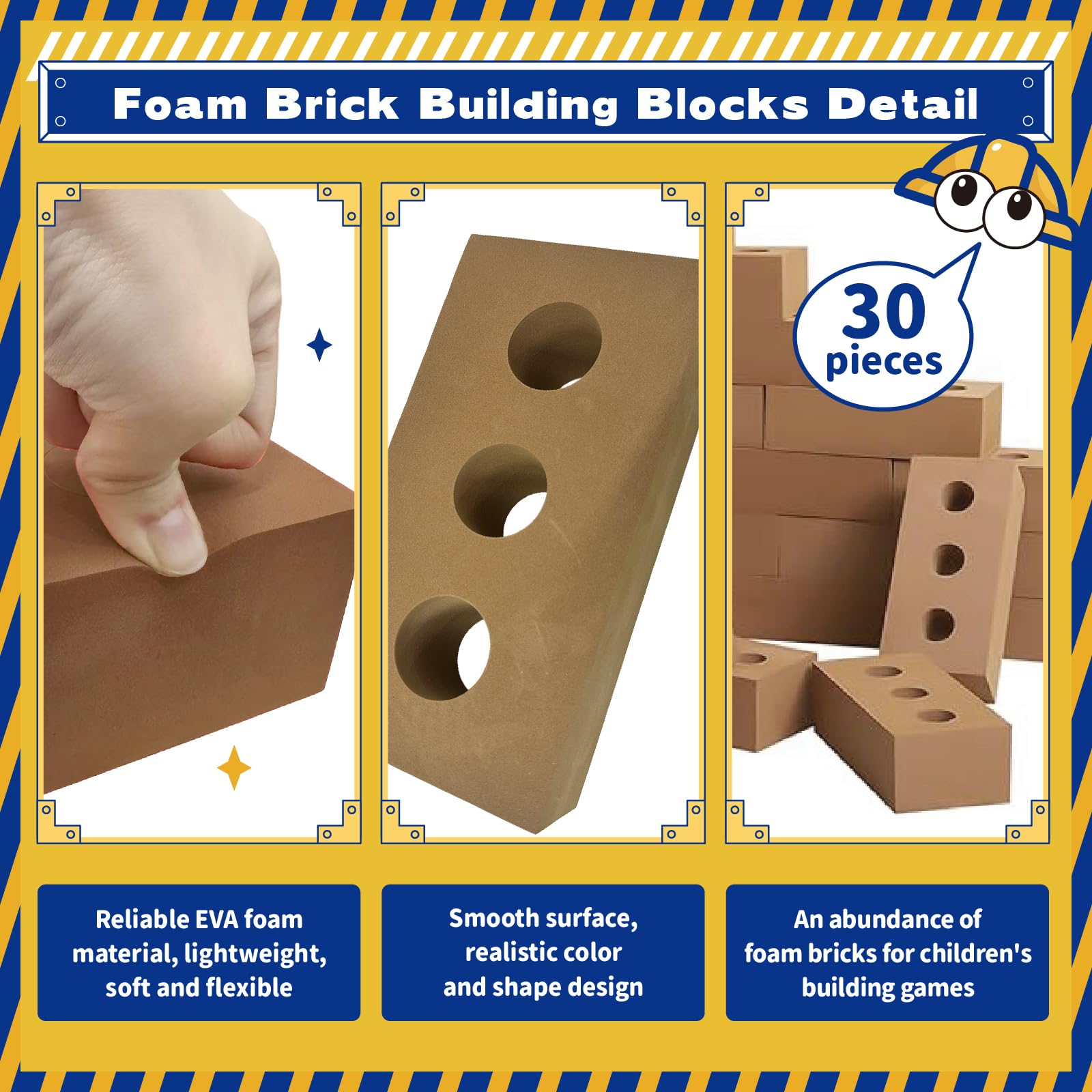 kidi house 33 Pack Foam Brick Building Blocks for Kids Large Fake Bricks