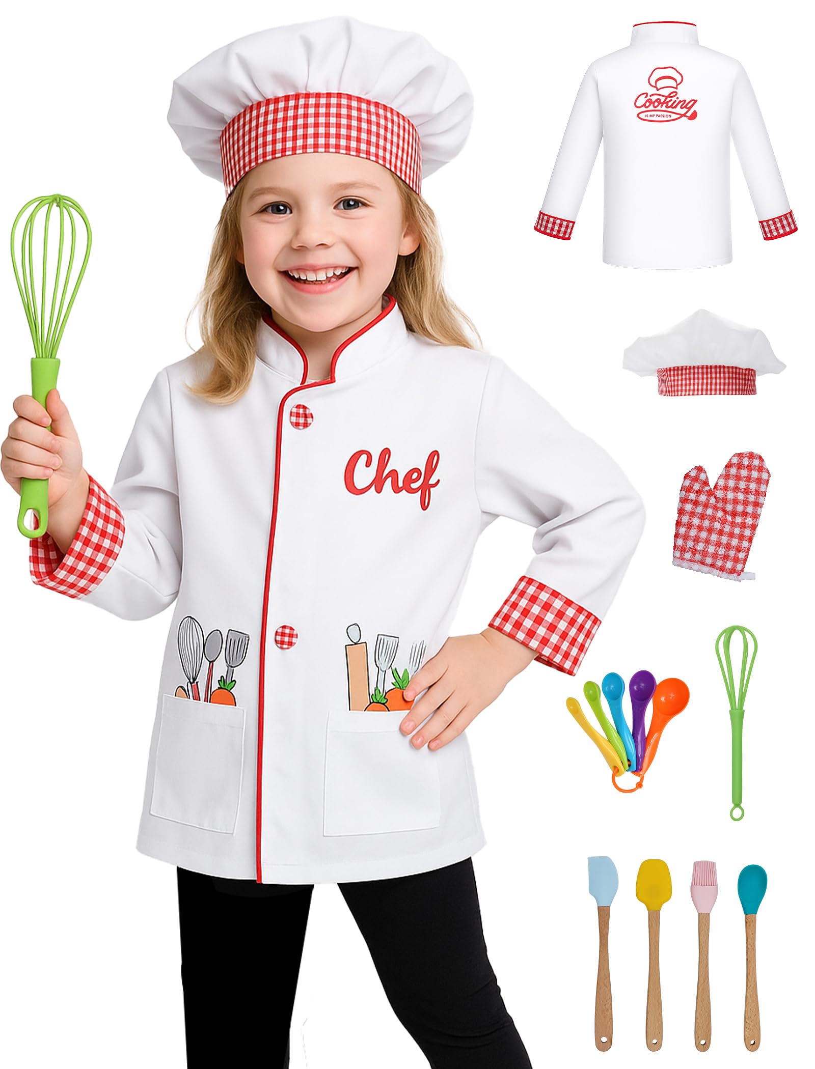 ANPHILE Chef Costume for Kids with Hat,Toddler Chef Outfit Cooking Baking