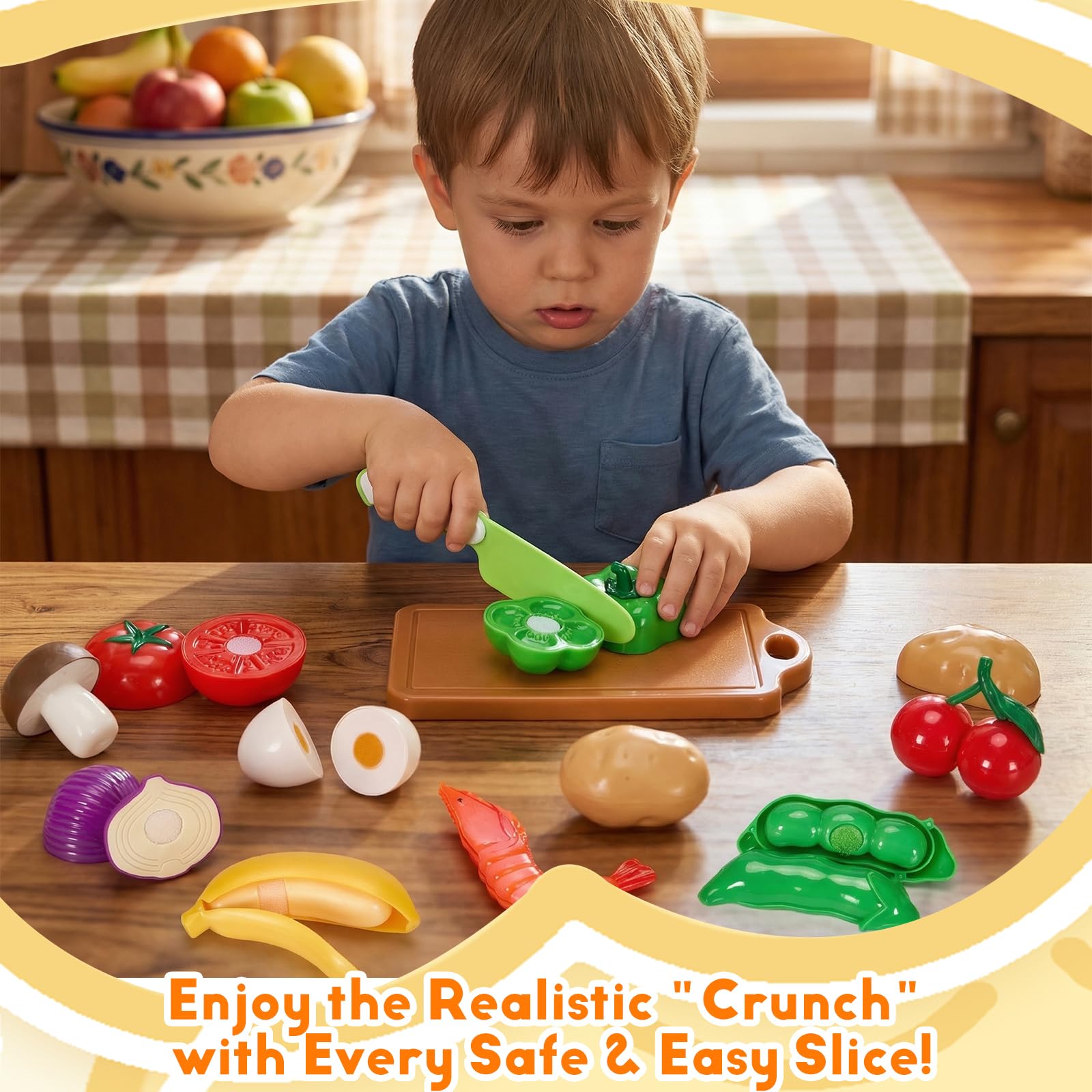 Cutting Play Food Toys, Pretend Play Kitchen Accessories, Fake Fruits/Vegetables Cards, Shopping Storage Baskets, Birthday Gift, Educational Toy for Toddler Children