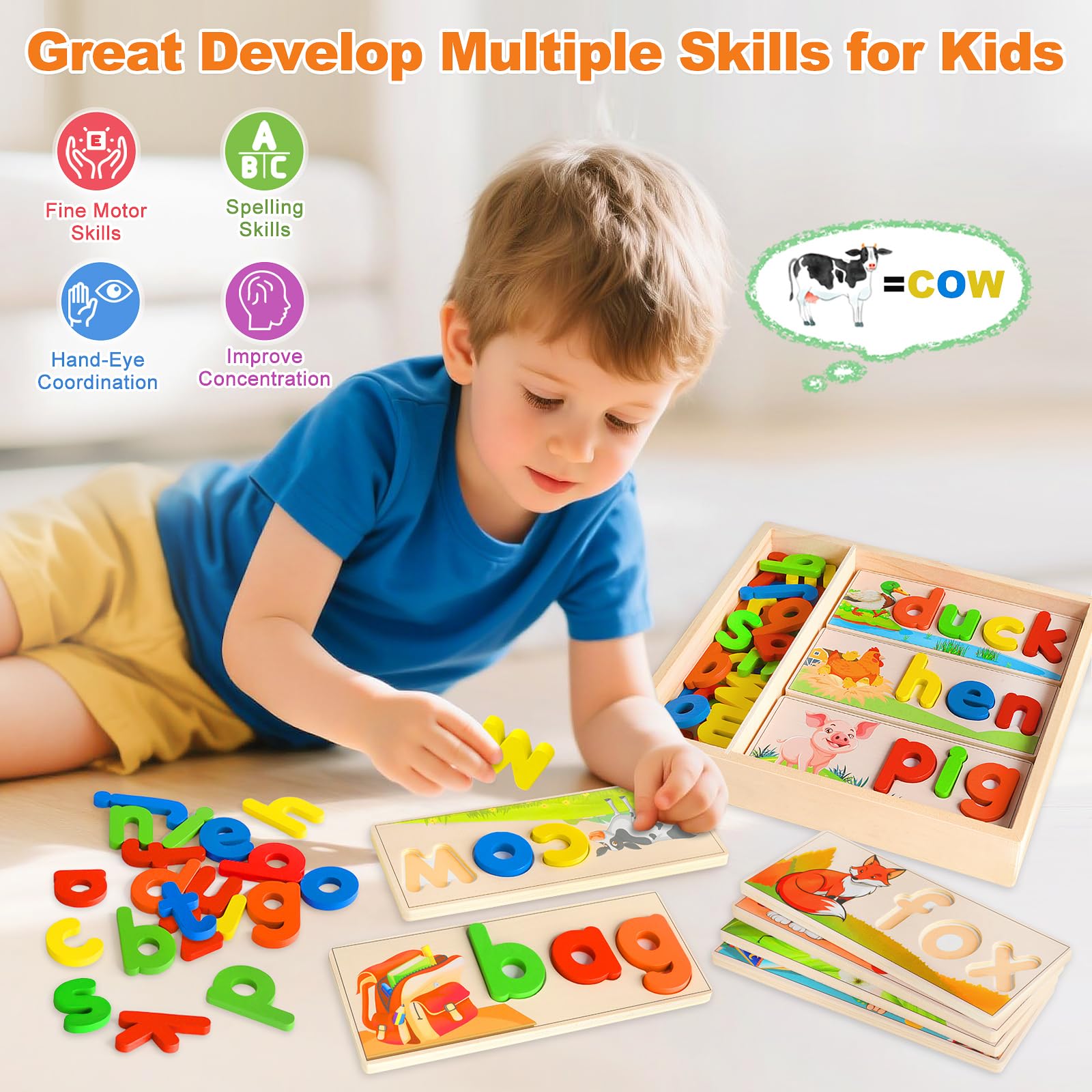 Learning Toys for 3 Year Old, Alphabet Puzzle Spelling Games Preschool