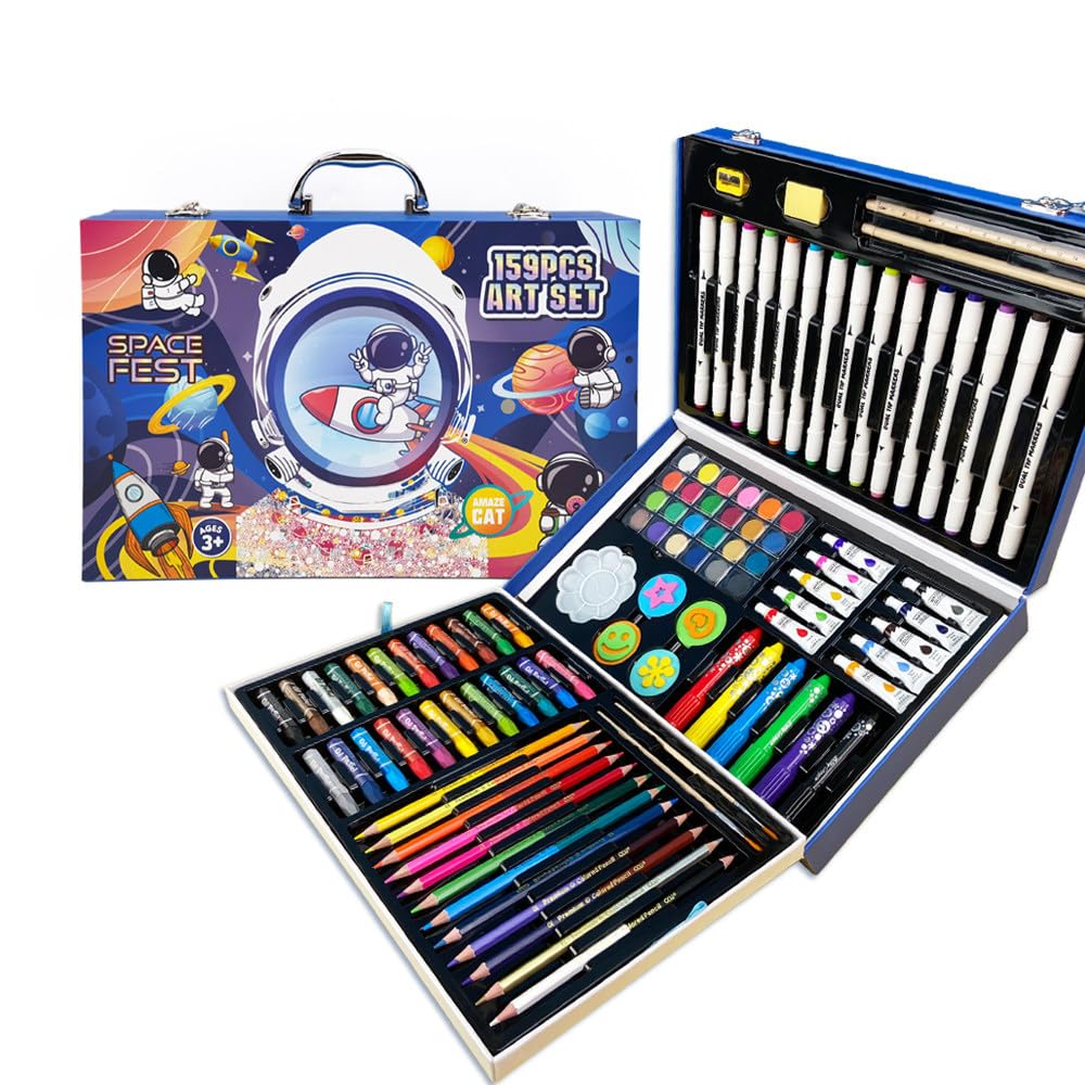 AmazeCat 59-Pack Deluxe Drawing Art Set,Art Supplies, Crafts Drawing Painting Kits,Holiday Birthday Gifts for Teens Girls Boys Kids Adults Artists