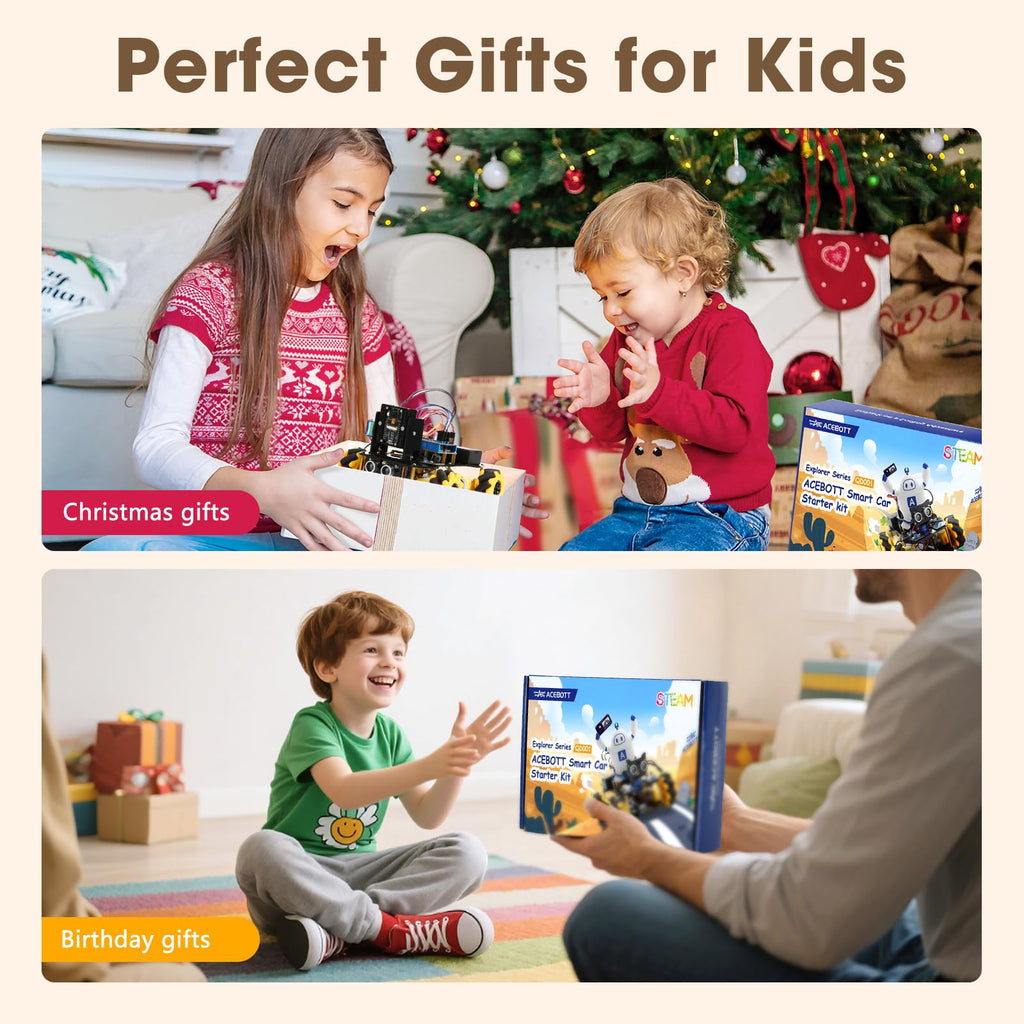 ACEBOTT Robot Kit, Robotics for Kids Ages 8-12 12-16, STEM Toys for Boys with Remote & App Control, Arduino & Scratch Compatible, Science Kits for Kids Age 8-12 12-16, for Boys & Girls