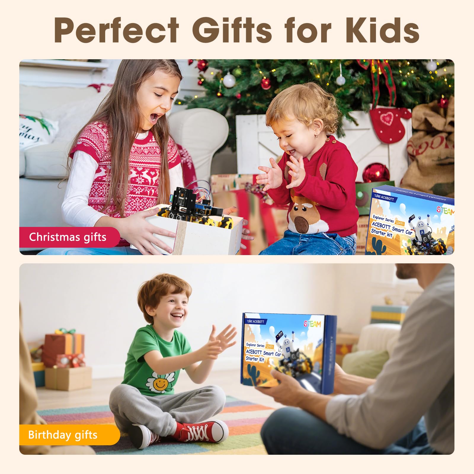 ACEBOTT Robot Kit, Robotics for Kids Ages 8-12 12-16, STEM Toys for Boys with Remote & App Control, Arduino & Scratch Compatible, Science Kits for Kids Age 8-12 12-16, for Boys & Girls