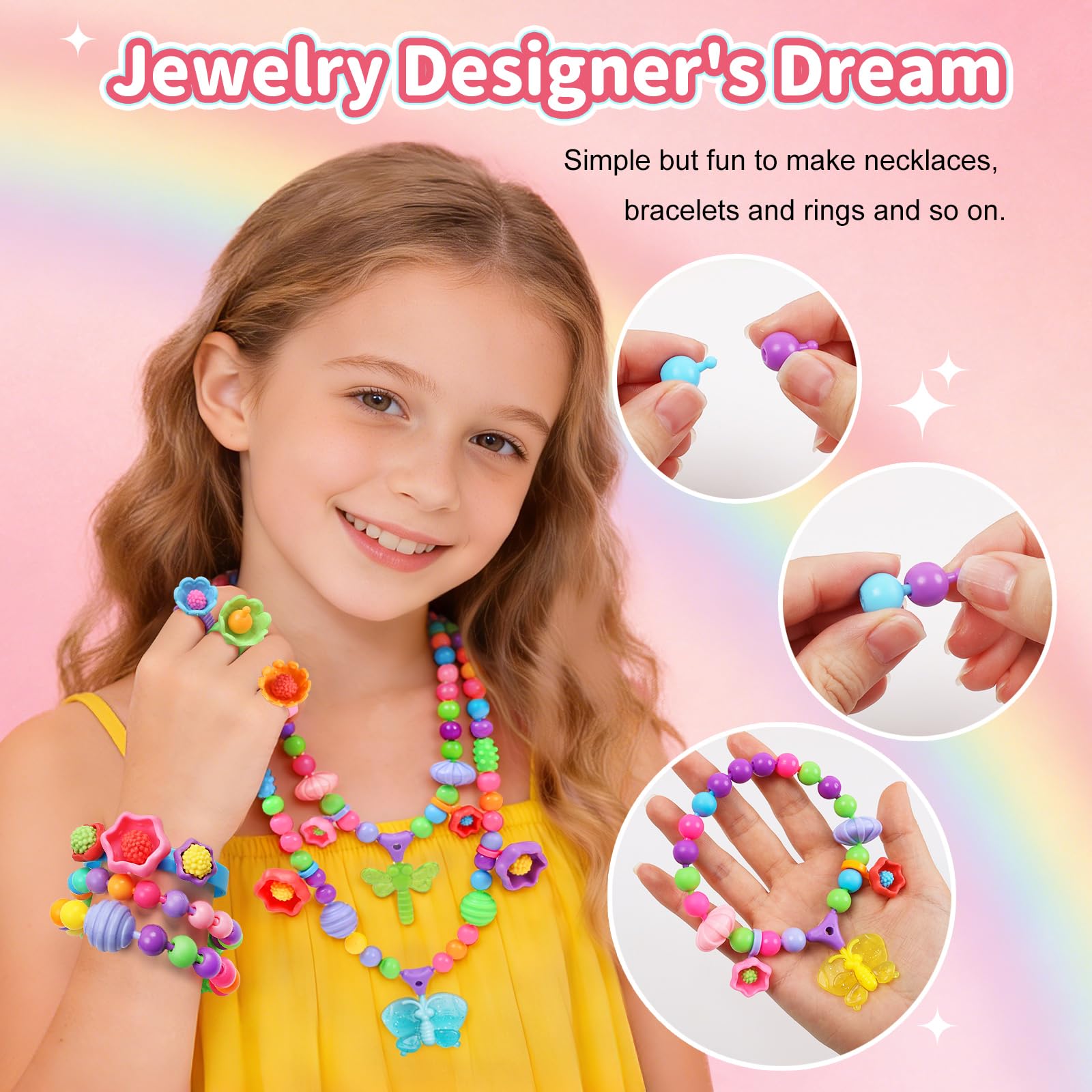 GILI Pop Beads - Arts and Crafts Toys Jewelry Making Kit for 3 4 8 Year Old Little Girls