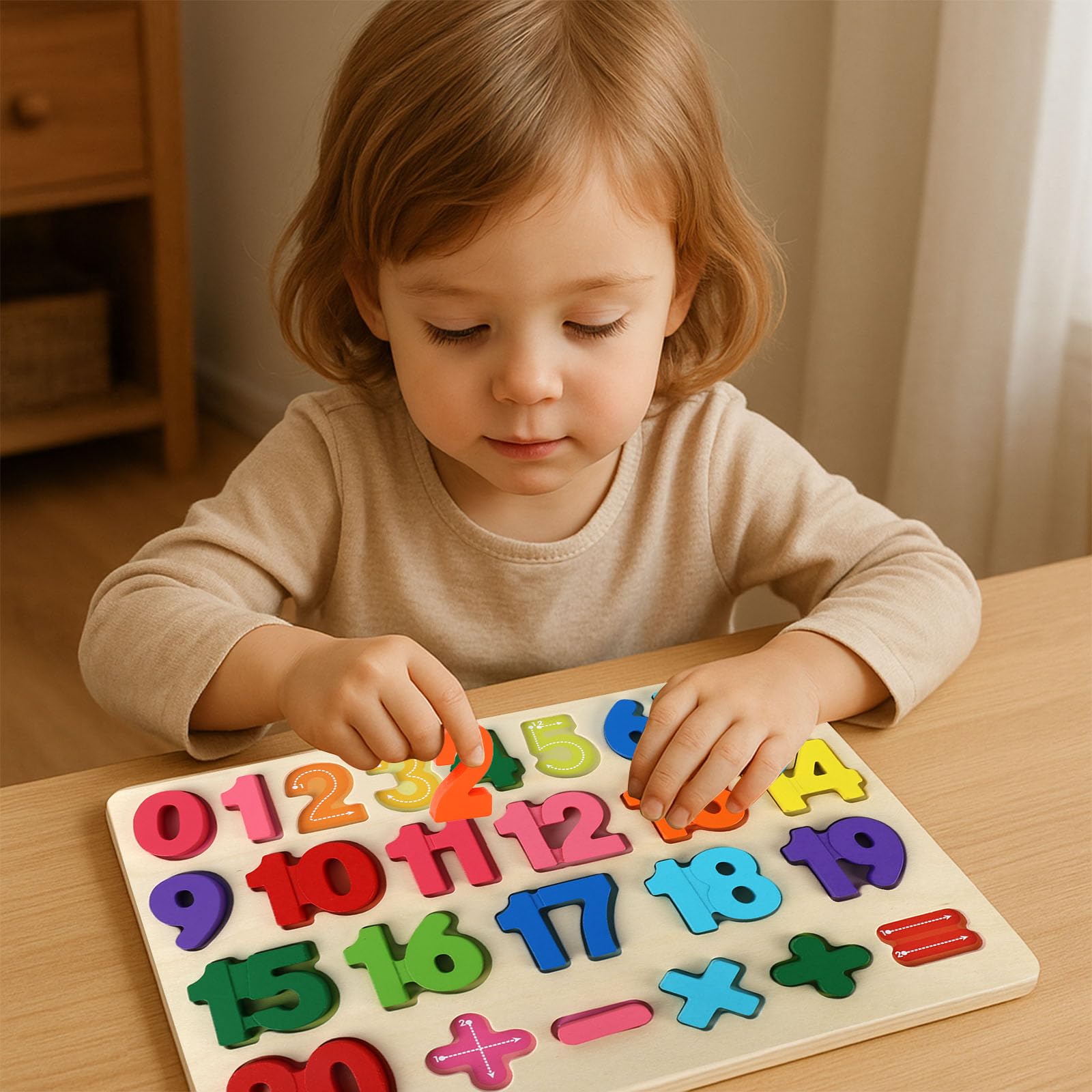 LOVESTOWN Wooden Puzzle Board, Number