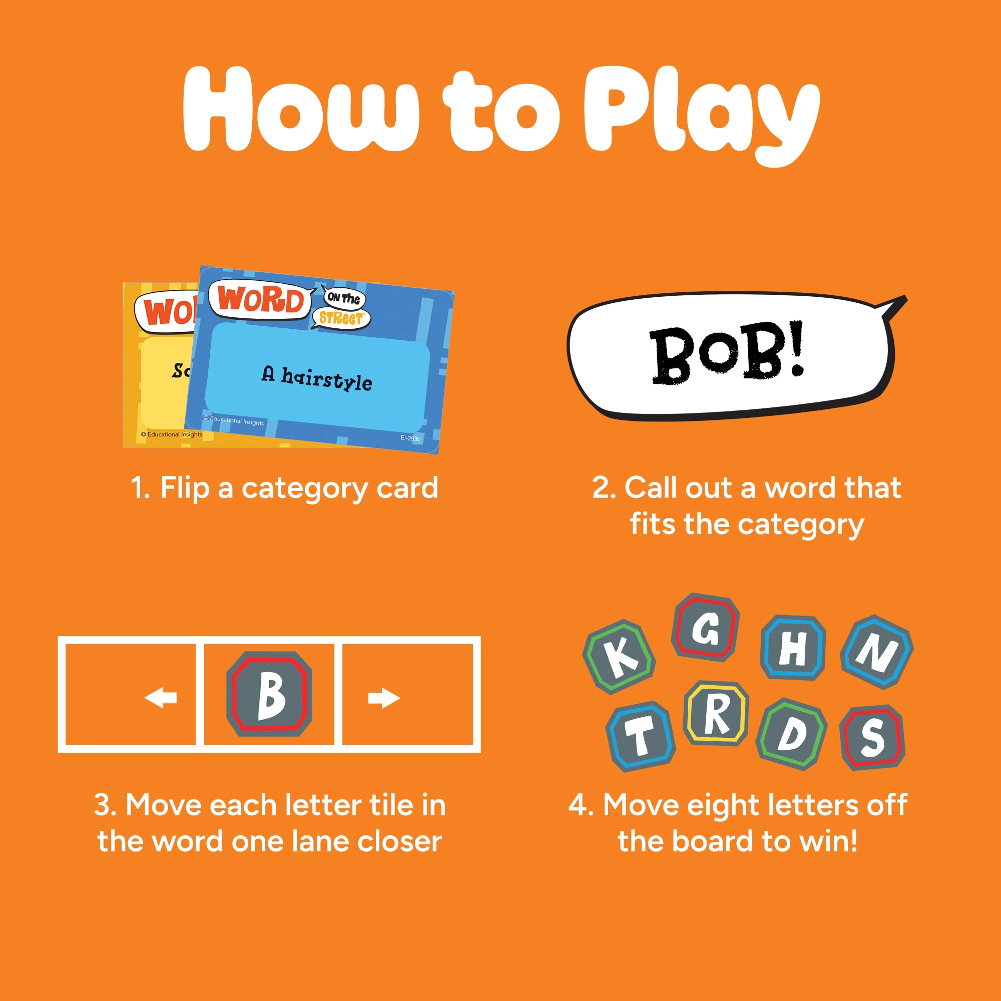 Educational Insights Word on the Street - Family Board Games for Kids and Adults, Fast Word Games for Kids 10 and up, Vocabulary Building Spelling Game with Fast-Paced Play, Family Game Night