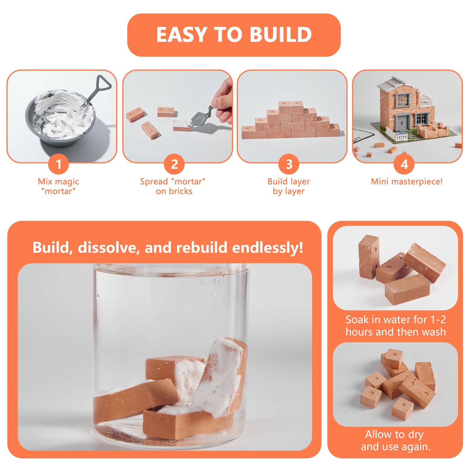 Mini Brick House Building Kit for Kids Age 8+