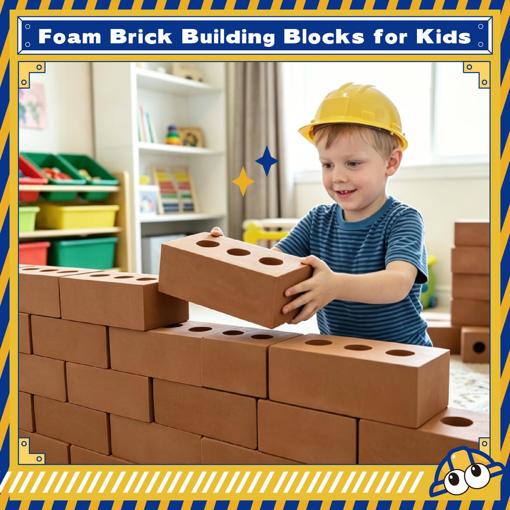 kidi house 33 Pack Foam Brick Building Blocks for Kids Large Fake Bricks