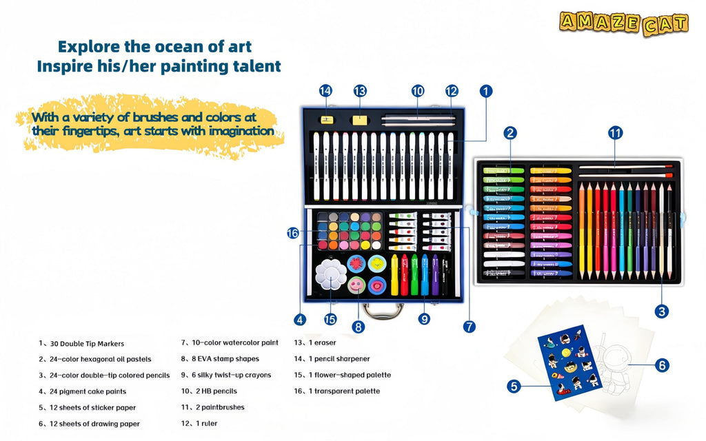 AmazeCat 59-Pack Deluxe Drawing Art Set,Art Supplies, Crafts Drawing Painting Kits,Holiday Birthday Gifts for Teens Girls Boys Kids Adults Artists