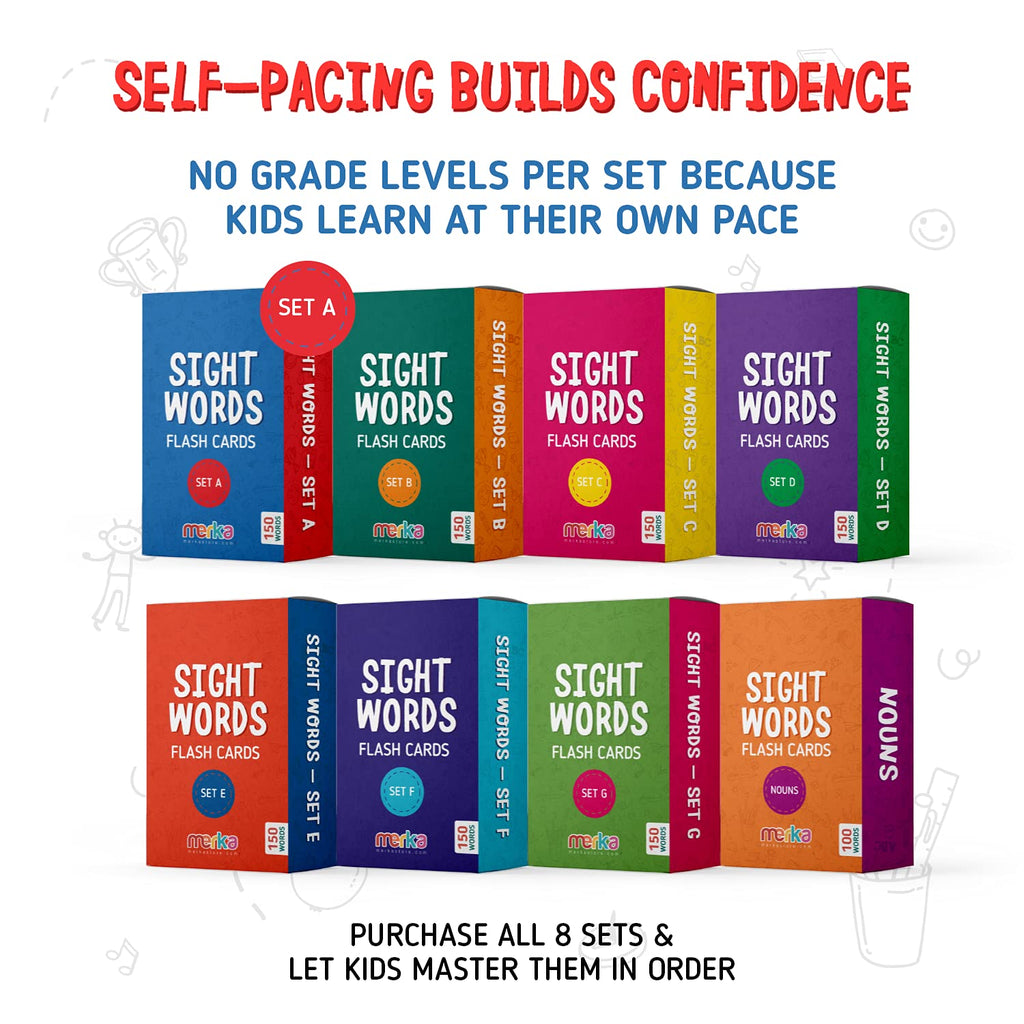 merka Sight Words Flash Cards 1st Grade Learn to Read Reading Flash Cards for Kids First Word Learn to Read Mastering First Words