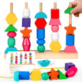 JRUXJWI Montessori Toys for 1 2 3 Year Old, Wooden Stacking & Sorting Toy