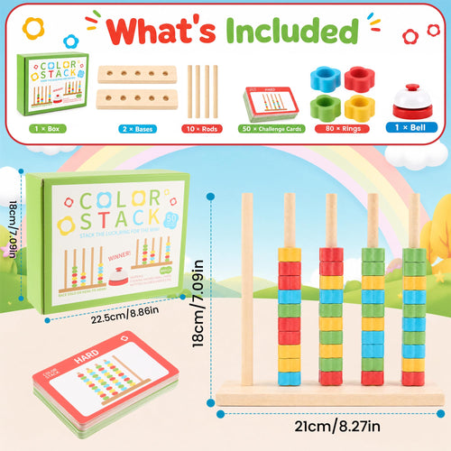 2 Pack Color Stack Challenge Game, Fast-Paced Color Matching Puzzle Game