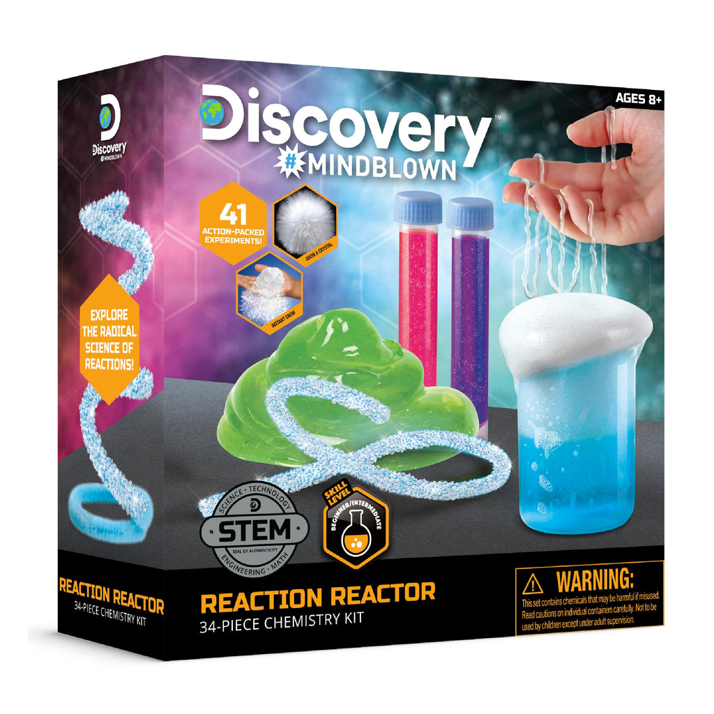 Discovery™ Reaction Lab Chemistry Set – 41 STEM Experiments for Kids| Includes Black Light Pen, Crystal Growing, Slime, Goo| Educational Learning Toy| Science Activity Kit| Boys & Girls Gift| Age 8+