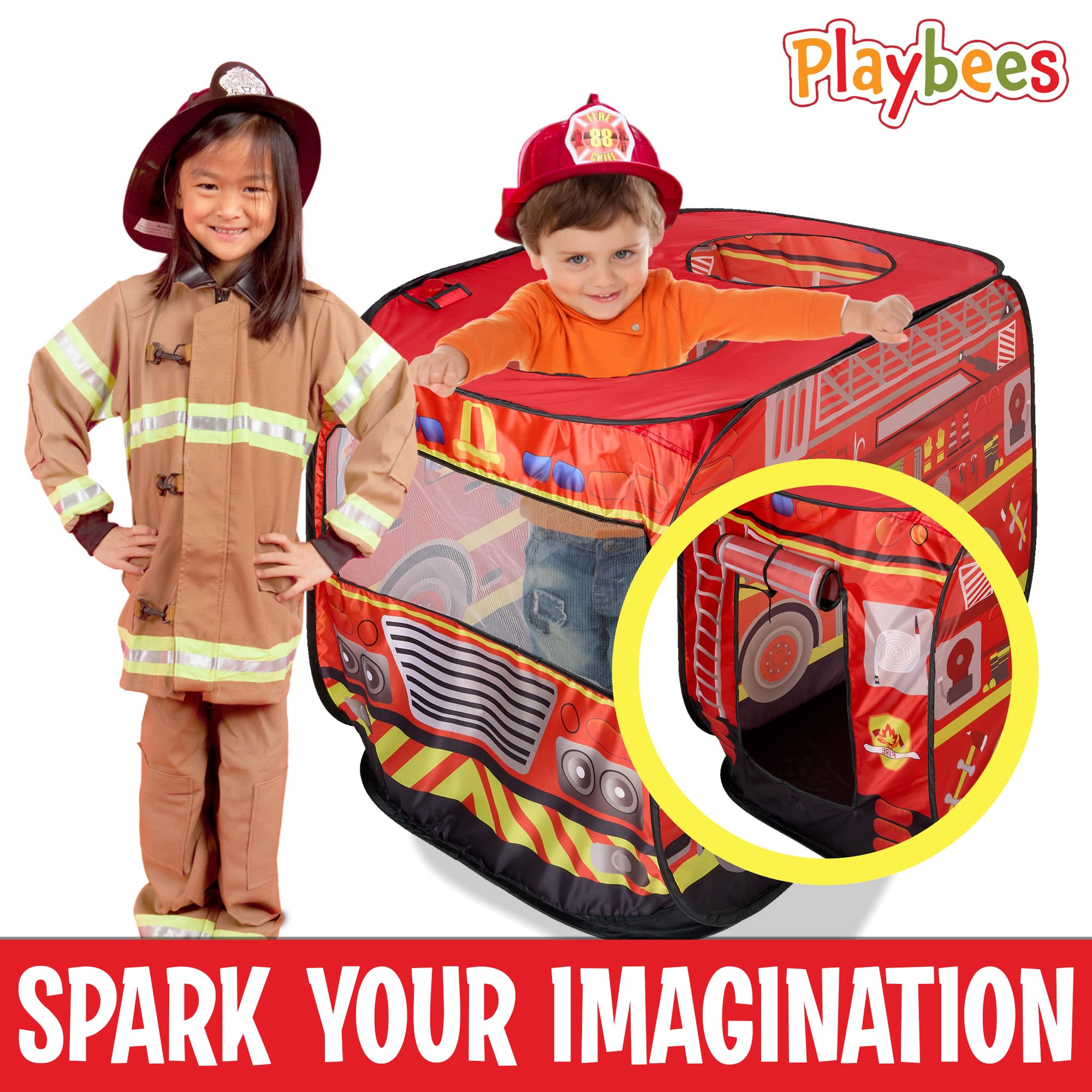 Playbees Pop-Up Tent – Convertible Playhouse with Swappable Velcro Front Panels and Carry Bag