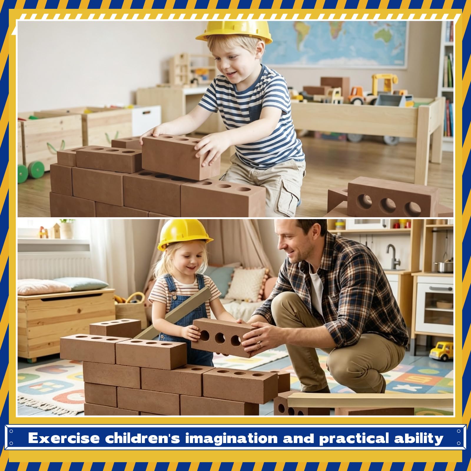 kidi house 33 Pack Foam Brick Building Blocks for Kids Large Fake Bricks
