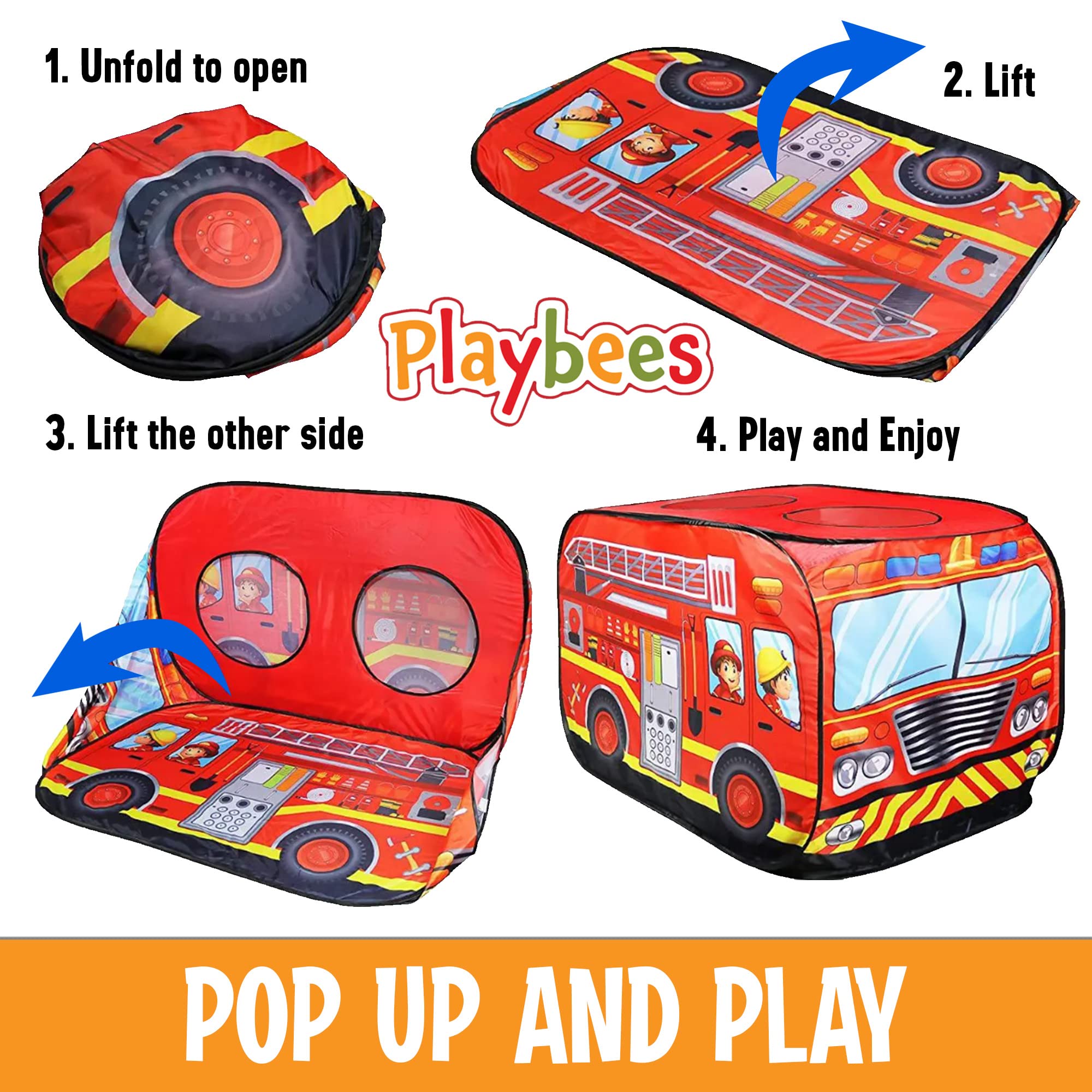 Playbees Pop-Up Tent – Convertible Playhouse with Swappable Velcro Front Panels and Carry Bag