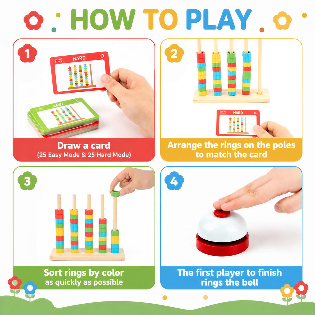 2 Pack Color Stack Challenge Game, Fast-Paced Color Matching Puzzle Game