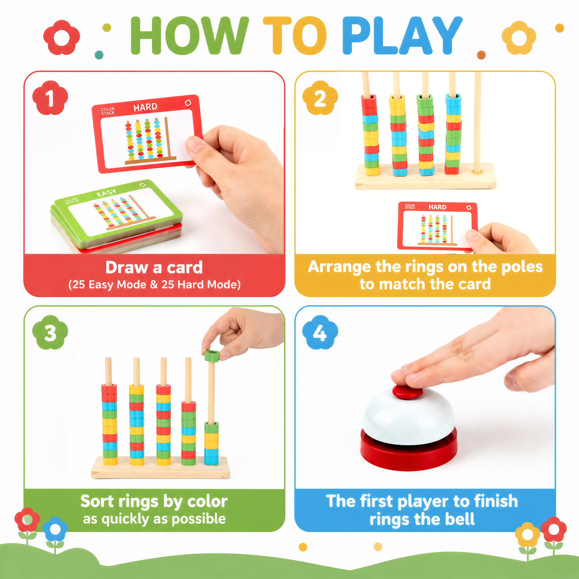 2 Pack Color Stack Challenge Game, Fast-Paced Color Matching Puzzle Game