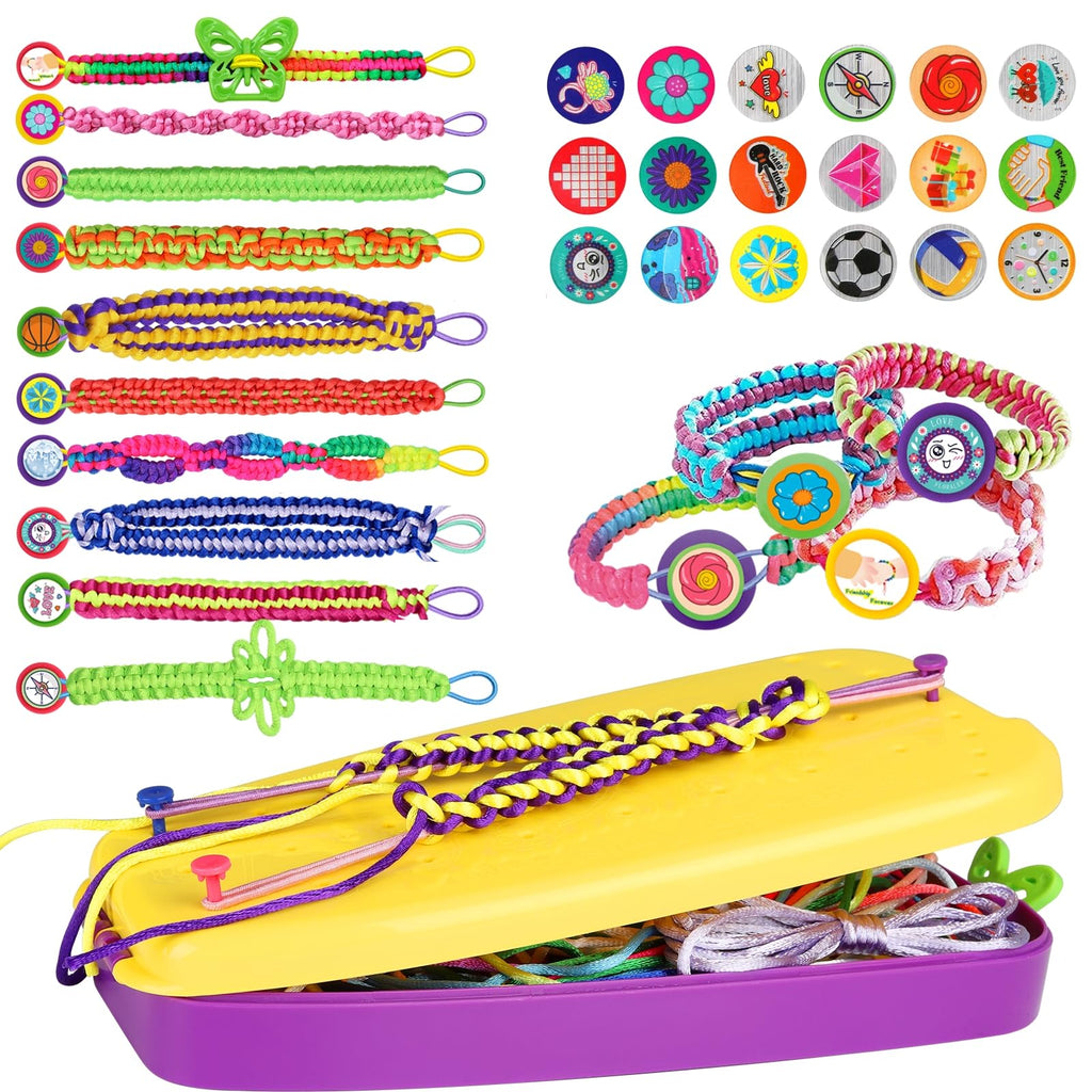 Friendship Bracelet Making Kit, Arts and Crafts String Maker Tool, DIY Bracelet Set, Kids Travel Activity, Ages 7-12 Year Old Girls Gifts