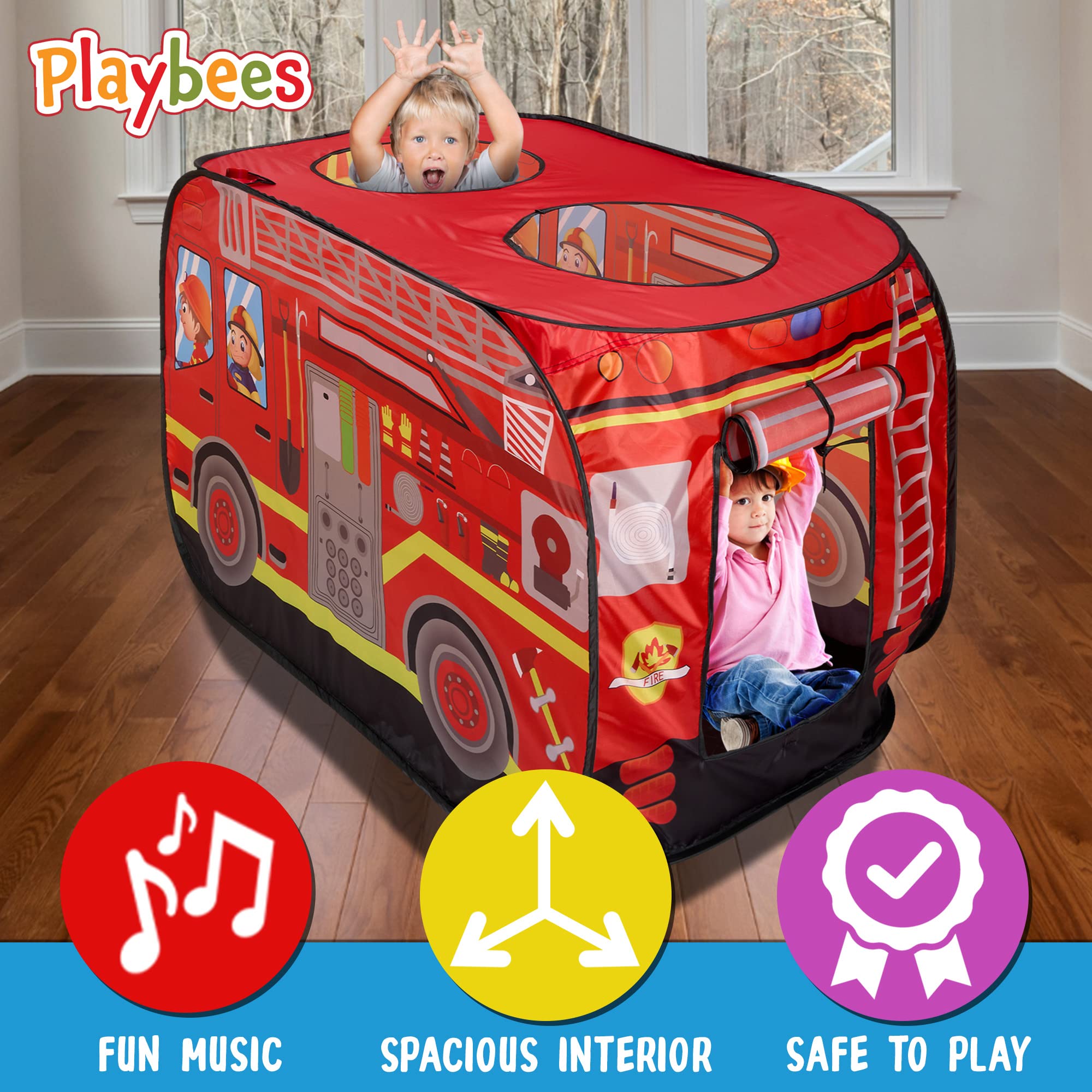 Playbees Pop-Up Tent – Convertible Playhouse with Swappable Velcro Front Panels and Carry Bag