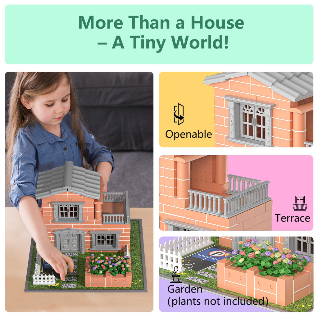 Mini Brick House Building Kit for Kids Age 8+