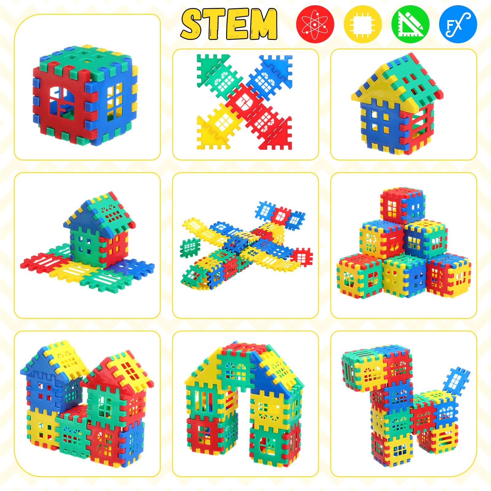 Sonwyoung 155 Pieces Interlocking Building Blocks for Kids with Storage Box Building Toys Waffle Blocks for Kids Construction Learning Educational Toy Sets