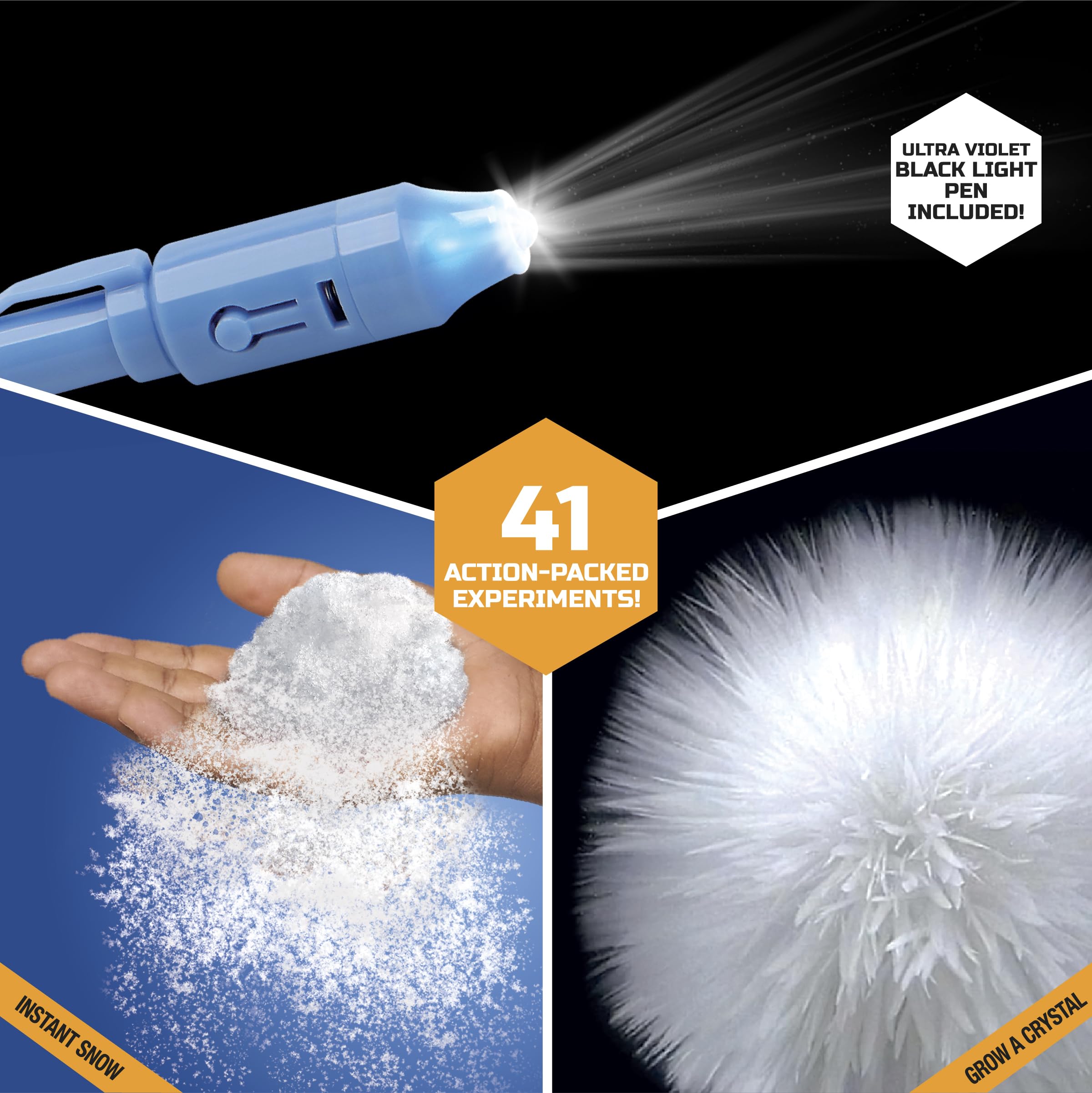 Discovery™ Reaction Lab Chemistry Set – 41 STEM Experiments for Kids| Includes Black Light Pen, Crystal Growing, Slime, Goo| Educational Learning Toy| Science Activity Kit| Boys & Girls Gift| Age 8+