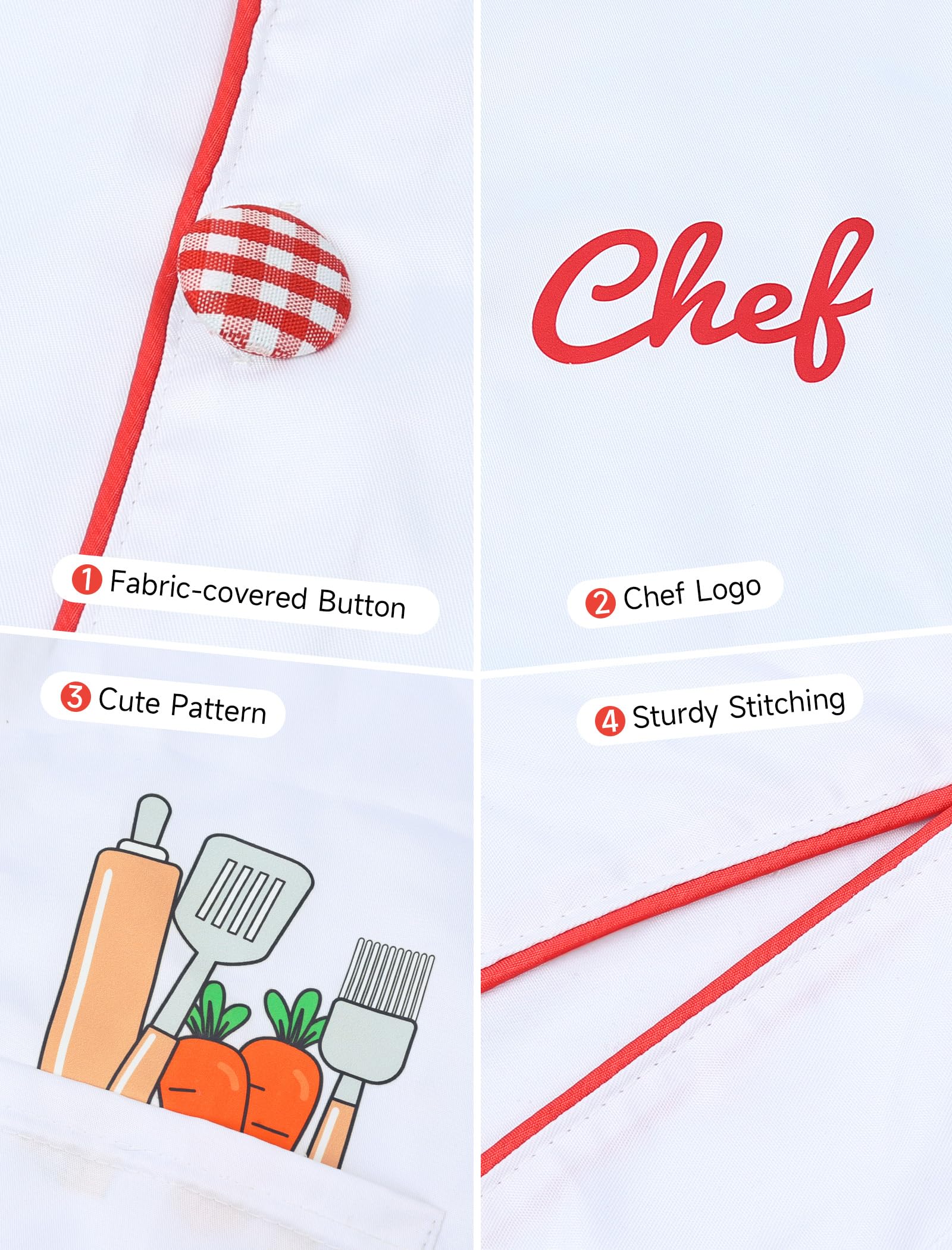 ANPHILE Chef Costume for Kids with Hat,Toddler Chef Outfit Cooking Baking