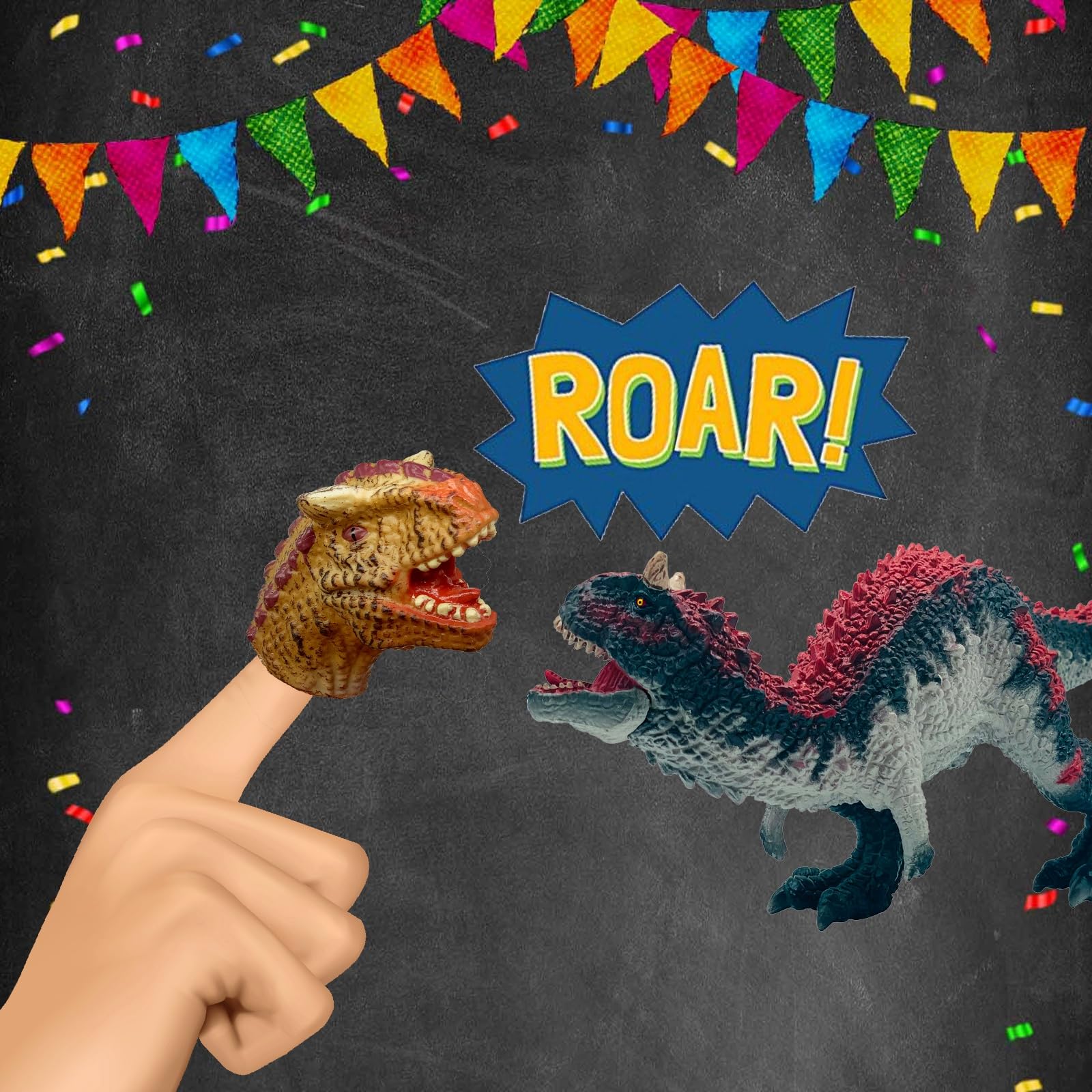 Gemini&Genius Finger Dinosaur Hand Puppets, 5Pcs Dino Hand Puppets