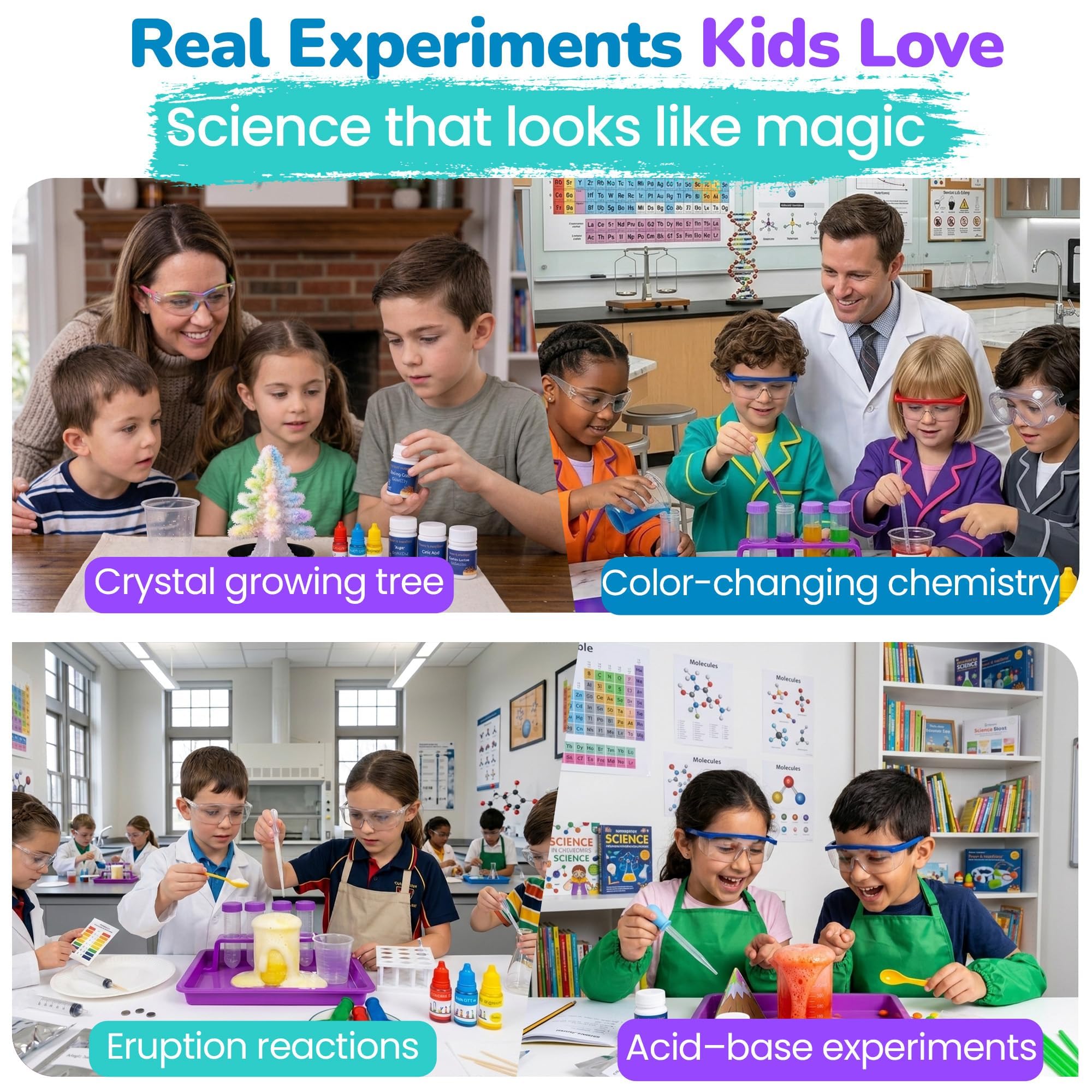 Atomic Adventures Lab Science Experiment Kit for Kids Ages 8-12 Years - Chemistry Kit Designed By a PhD Chemist & Mom, 46 Hands-On STEM Educational Activities, Gifts for Boys & Girls