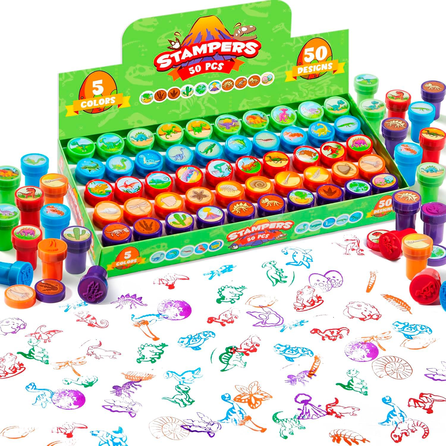 JOYIN 50 Pcs Stamps for Kid, Self-Ink Stamps with 50 Designs for Birthday Party Favor, Carnival Prizes, School Stampers, Goodie Bag