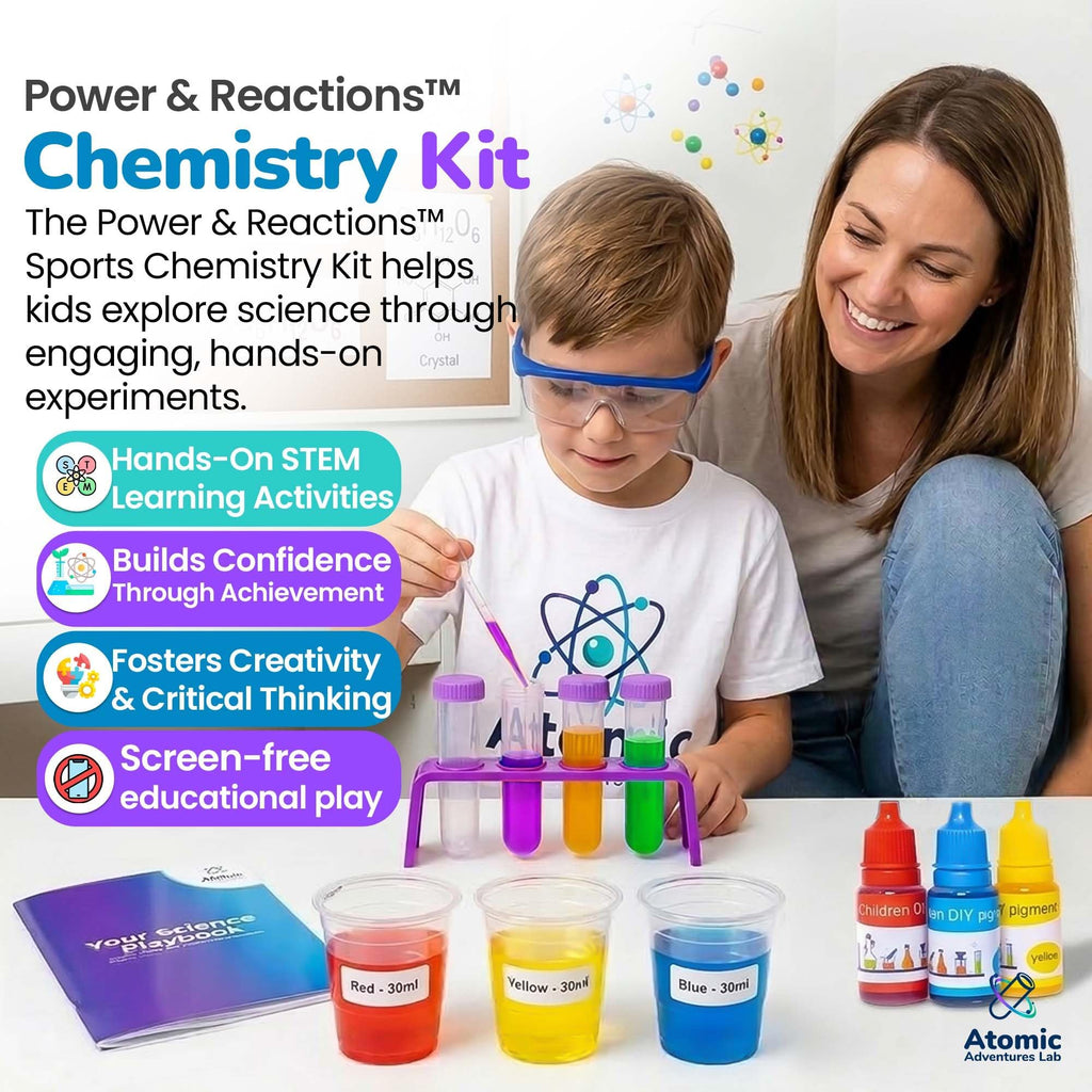 Atomic Adventures Lab Science Experiment Kit for Kids Ages 8-12 Years - Chemistry Kit Designed By a PhD Chemist & Mom, 46 Hands-On STEM Educational Activities, Gifts for Boys & Girls