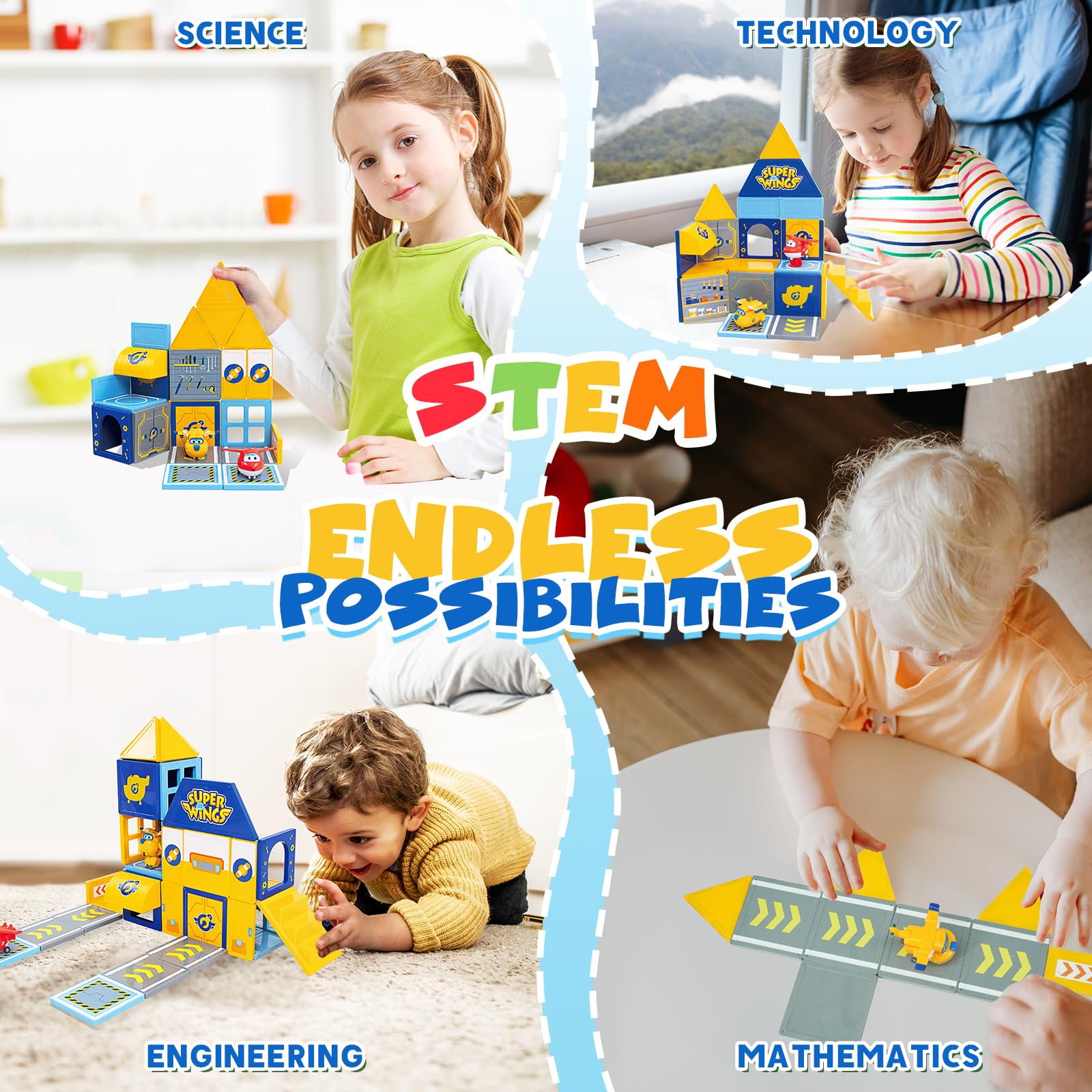W WISE BLOCK Magnetic Tiles, Magnetic Blocks for Boys Girls Kids Ages 3 + Year Old