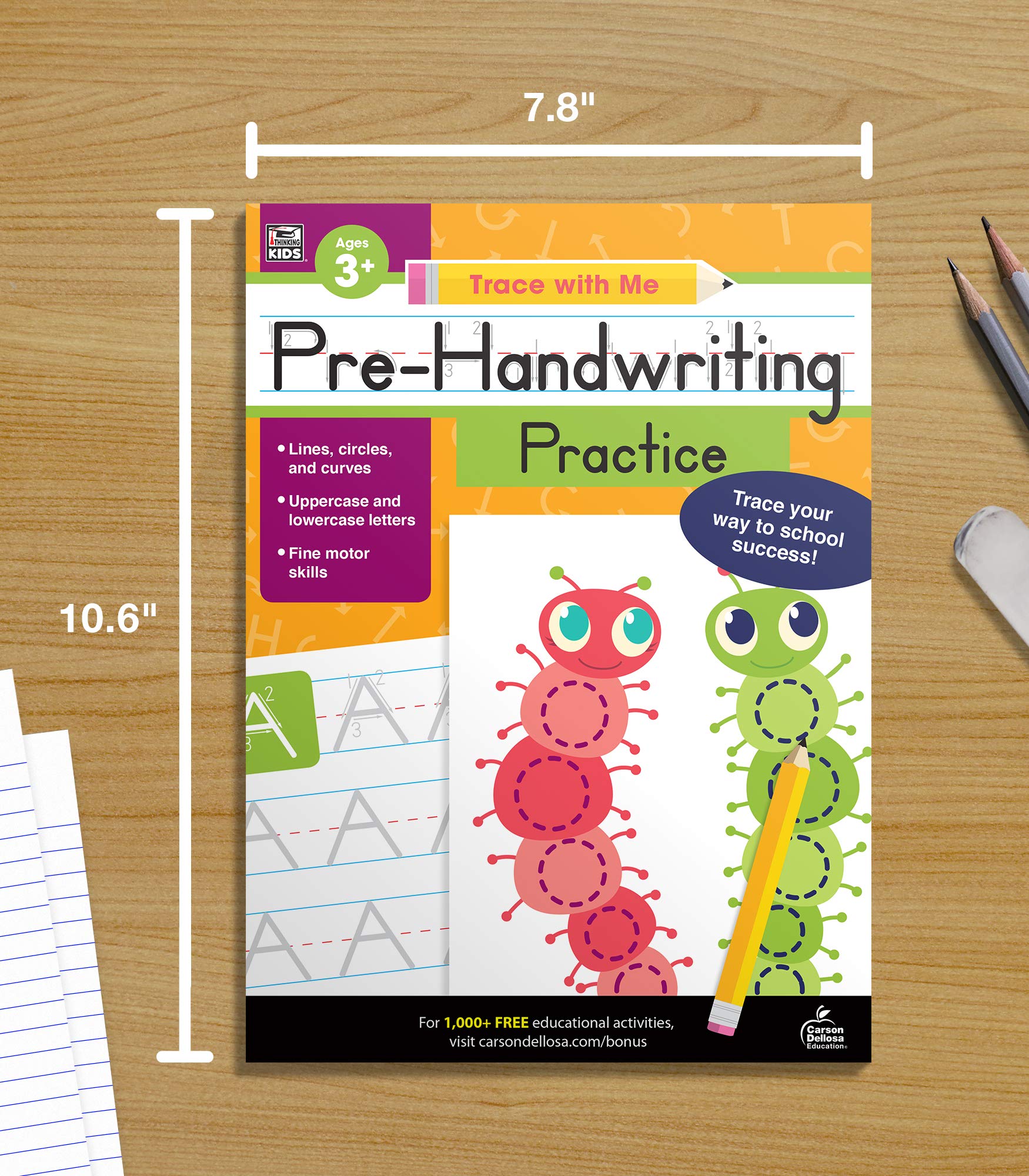 Carson Dellosa Trace With Me: Letter Tracing for Kids Ages 3-5, ABC Letter Tracing & Handwriting Practice Workbook for Kids PreK and Up, Trace Letters Alphabet Handwriting Practice for Preschool