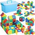 Sonwyoung 155 Pieces Interlocking Building Blocks for Kids with Storage Box Building Toys Waffle Blocks for Kids Construction Learning Educational Toy Sets