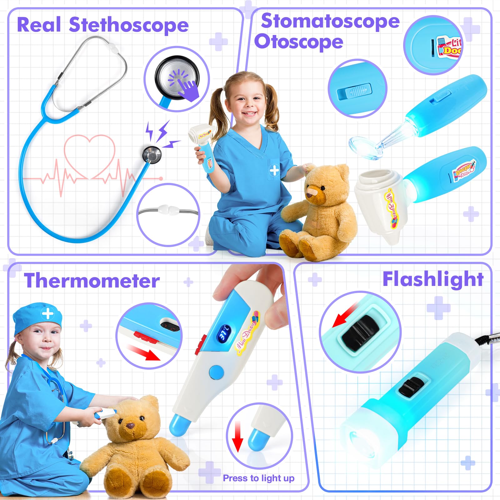 IVENRXIU Kids Doctor Play Set with Stethoscope,Doctor Kit for Kids Ages 3-5